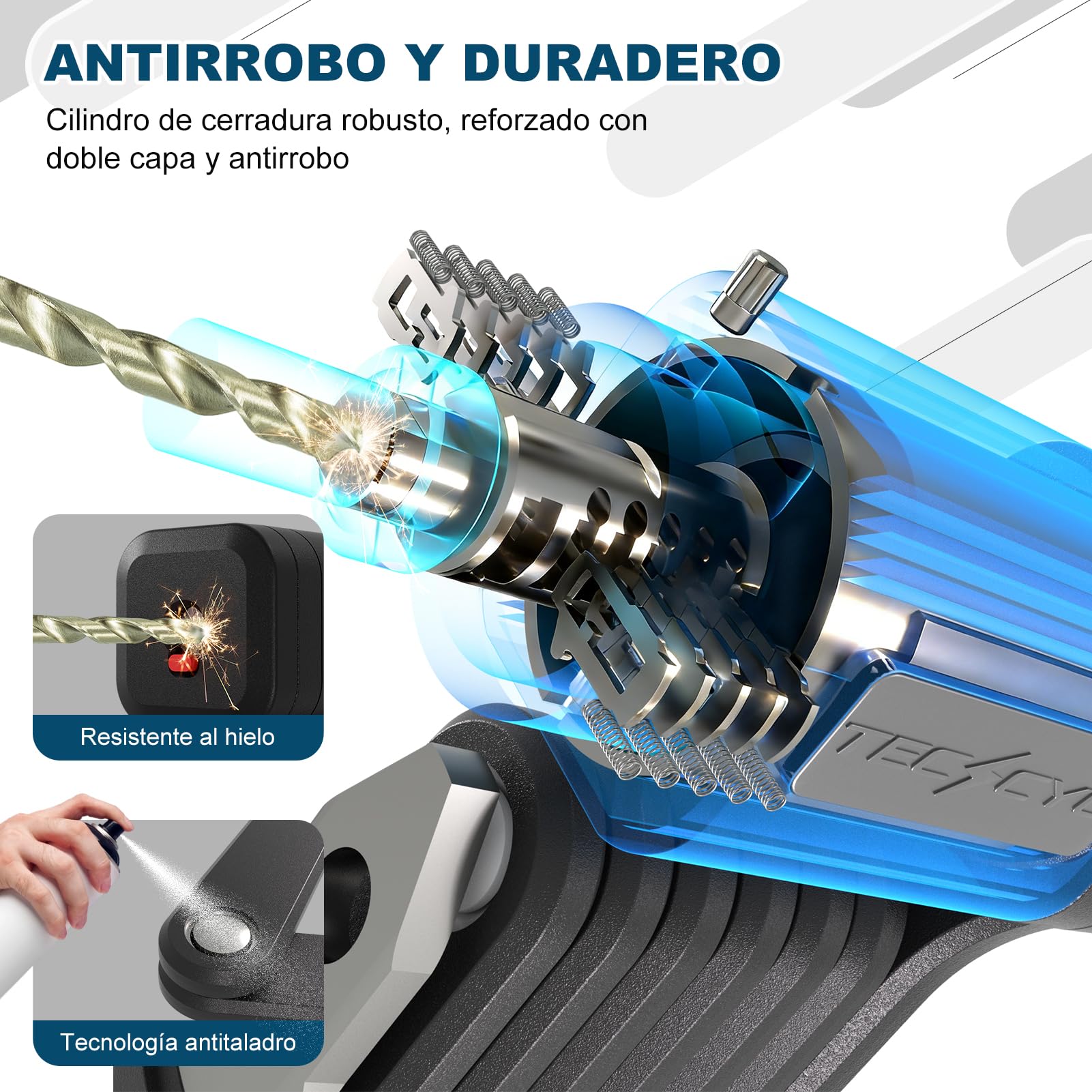 TECHCYC Candado para bicicleta de alta calidad, 120 cm, con soporte de cerradura, candado para bicicleta con resistencia a la corrosión y a la perforación, cilindro para alta protección contra