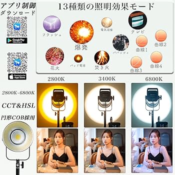 Amazon | Weeylite LED 150W 照明 撮影用 ライト アプリ制御