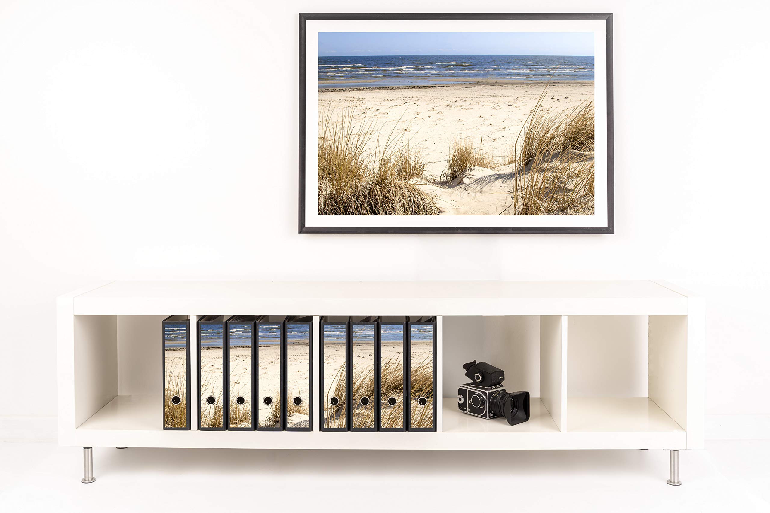 Lot d'Etiquettes Autocollantes de 9 Pièces pour Chemises à Dossiers (Autocollant de Dos de Dossier) Dunes, Plage et Mer