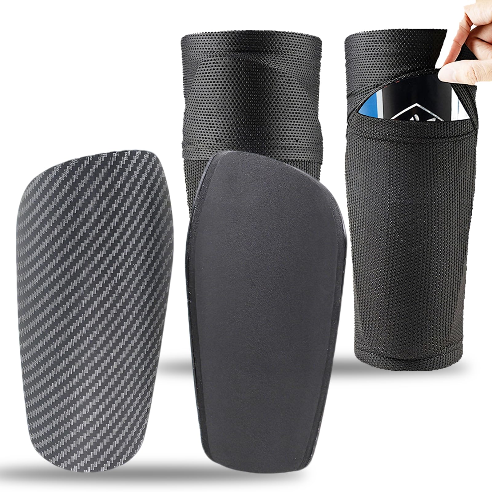 Football Shin Guards incl. Sleeves, 2Pcs Shin Guards Football Protective Shin Pads with Breathable & Secured Elastic Shin Pad Socks, Reduce Shocks and Injuries for Football Games