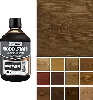 Littlefair's Wood Stain Water-Based - (Dark Walnut) – Non-Toxic, Eco-Friendly & Quick Drying - Easy-to-Apply, Concentrated Formula for All Wood Types – 500ml