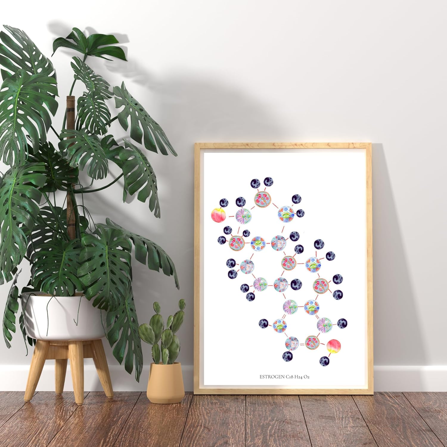 MEDPAPERS Estrogen Hormone Molecule Menopause Perimenopause Gynecology Office Art, Watercolor OBGYN Artwork Clinic Hospital Medical Office Decor, Giclée (11.7x16.5 in (A3))