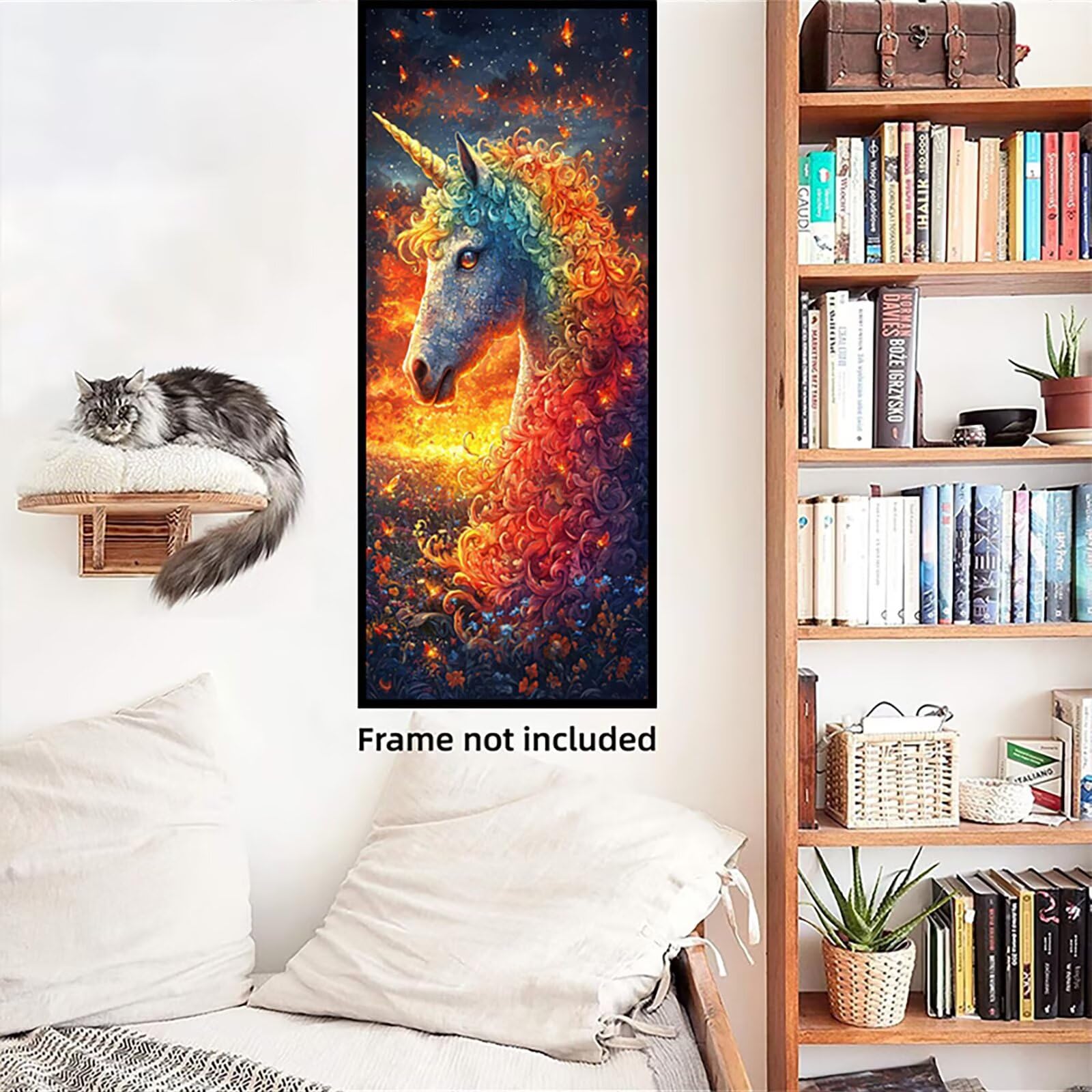 Malen Nach Zahlen 50x150cm Leinwand Farbe Malen Nach Zahlen Erwachsene mit Ohne Rahmen, DIY Kreativ Set für Erwachsene mit Pinseln und Acrylfarbe, Zimmer Deko Einhorn Landschaft Geschenk, P0M-686
