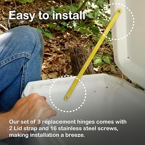 Miniatura 10 de Coleman - Kit de reemplazo de bisagra para refrigerador, 2 bisagras, 1 correa de tapa, irrompible, fabricado en Estados Unidos, manguera contra
