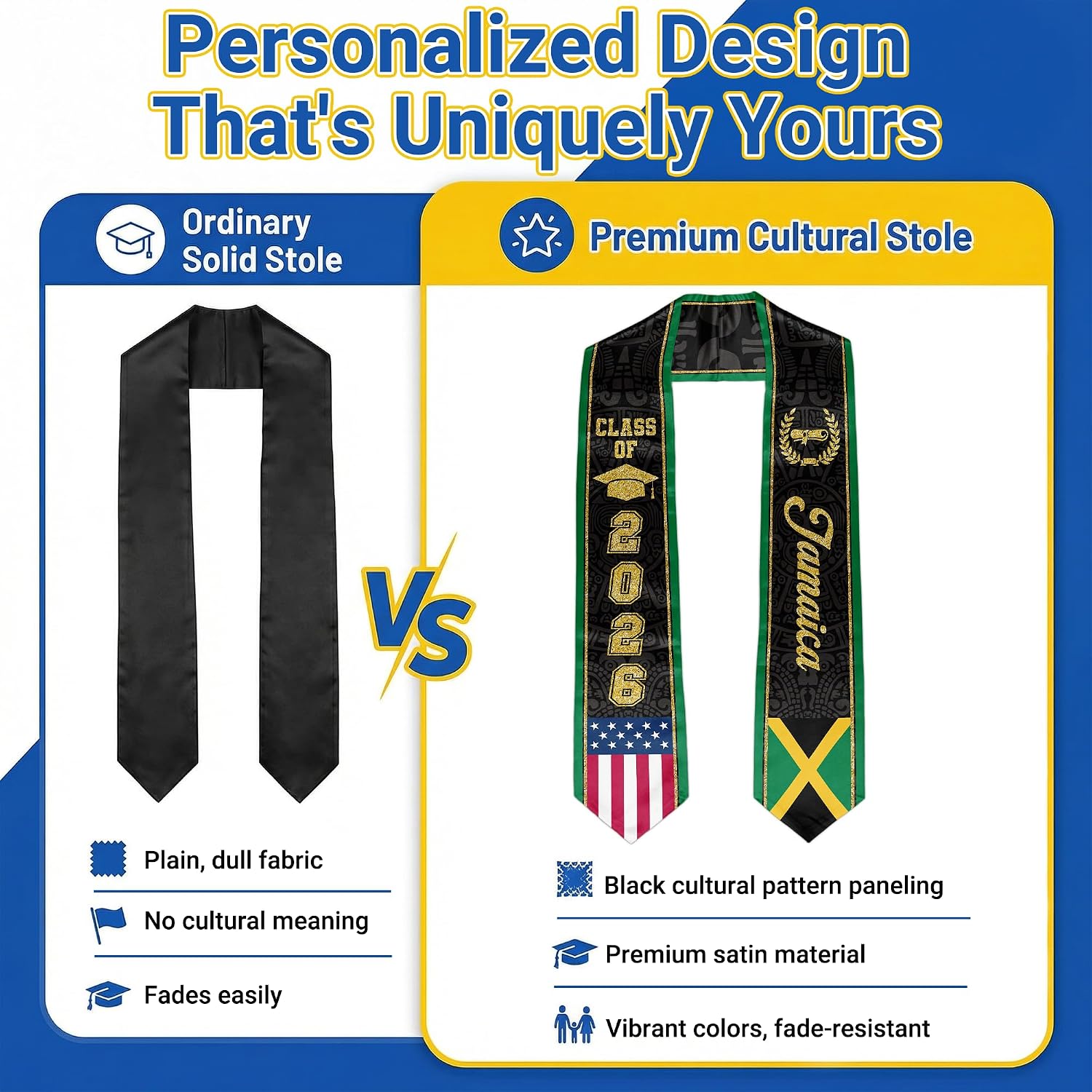 Graduation Stole, Stoles for Graduation 2026, Class of 2026 Graduation Sash, Unisex Adult