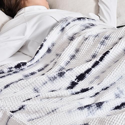 Miniatura 42 de PHF Manta de algodón prelavado con tejido de gofre tamaño throw para sofá cama, a prueba de enganches, para primavera y verano, ligera
