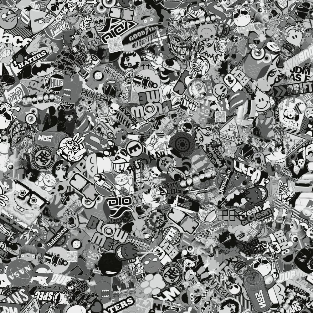 SD - Pellicola Adesiva Stickerbomb, 30 x 150 cm, Colore: Nero/ Bianco Opaco