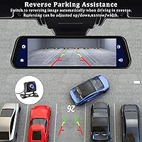 Vista 6 de Cámara de espejo retrovisor con Carplay y Android Auto, 9.66 pulgadas 1080P espejo Dash Cam frontal y trasera con control de voz