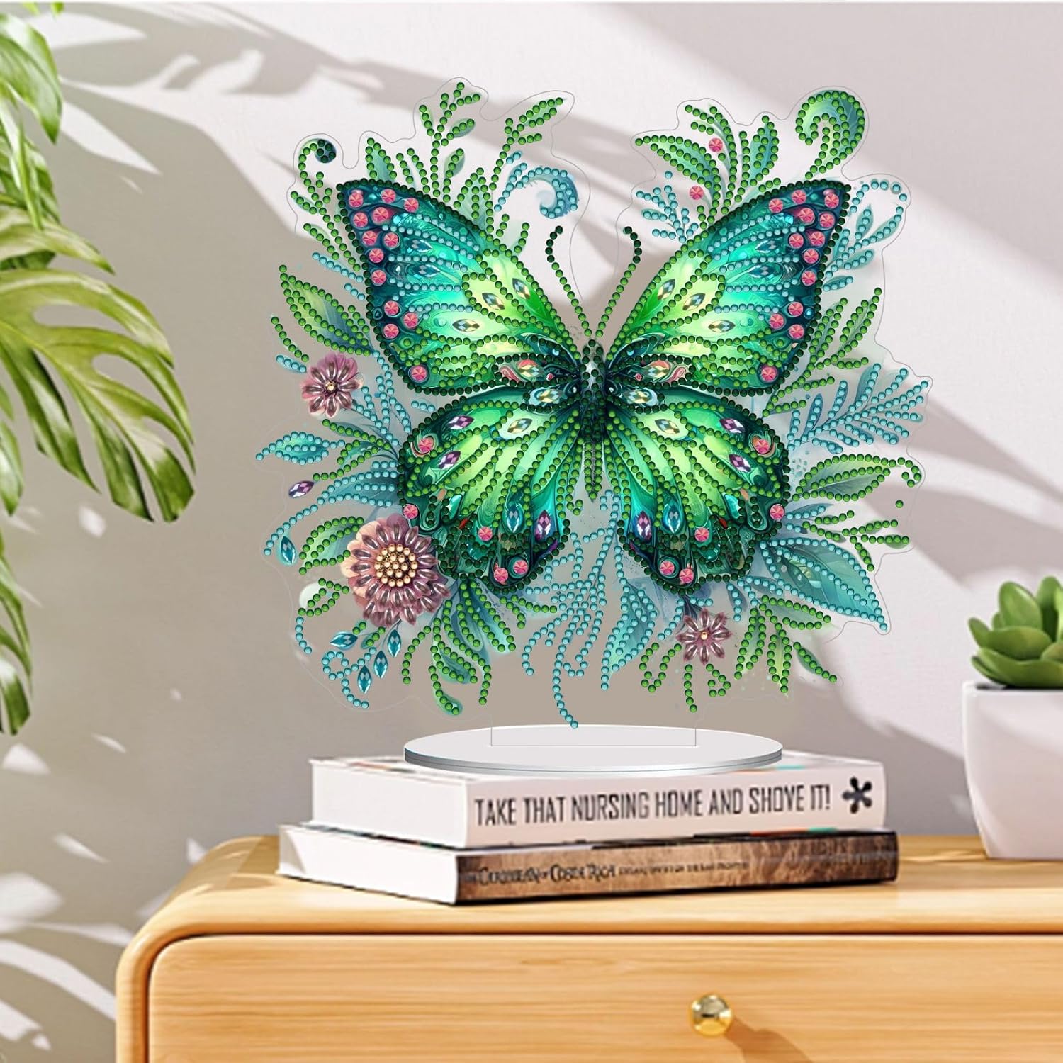 DoxQcs PVC DIY Dot Diamond Ornaments for Adults, Diamond Art Painting Home Decoration Desktop Ornaments for Home Office Decor (Single Side Dot Diamond)-#37-4PC