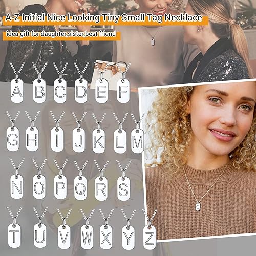Miniatura 6 de PROSILVER Collares de plata de ley 925 con iniciales pequeñas para mujer, collar personalizado con letra A-Z, elegante platanegro frío, ajustable de