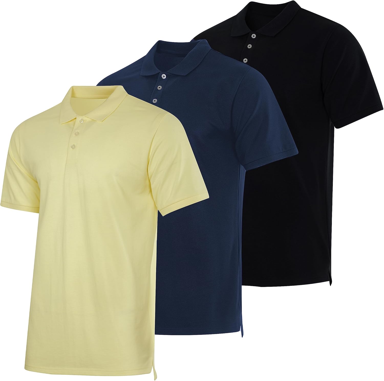 Real Essentials 3 Pack: Men's Cotton Pique Short Sleeve Polo Shirt - Performance Polo (Available in Big & Tall)