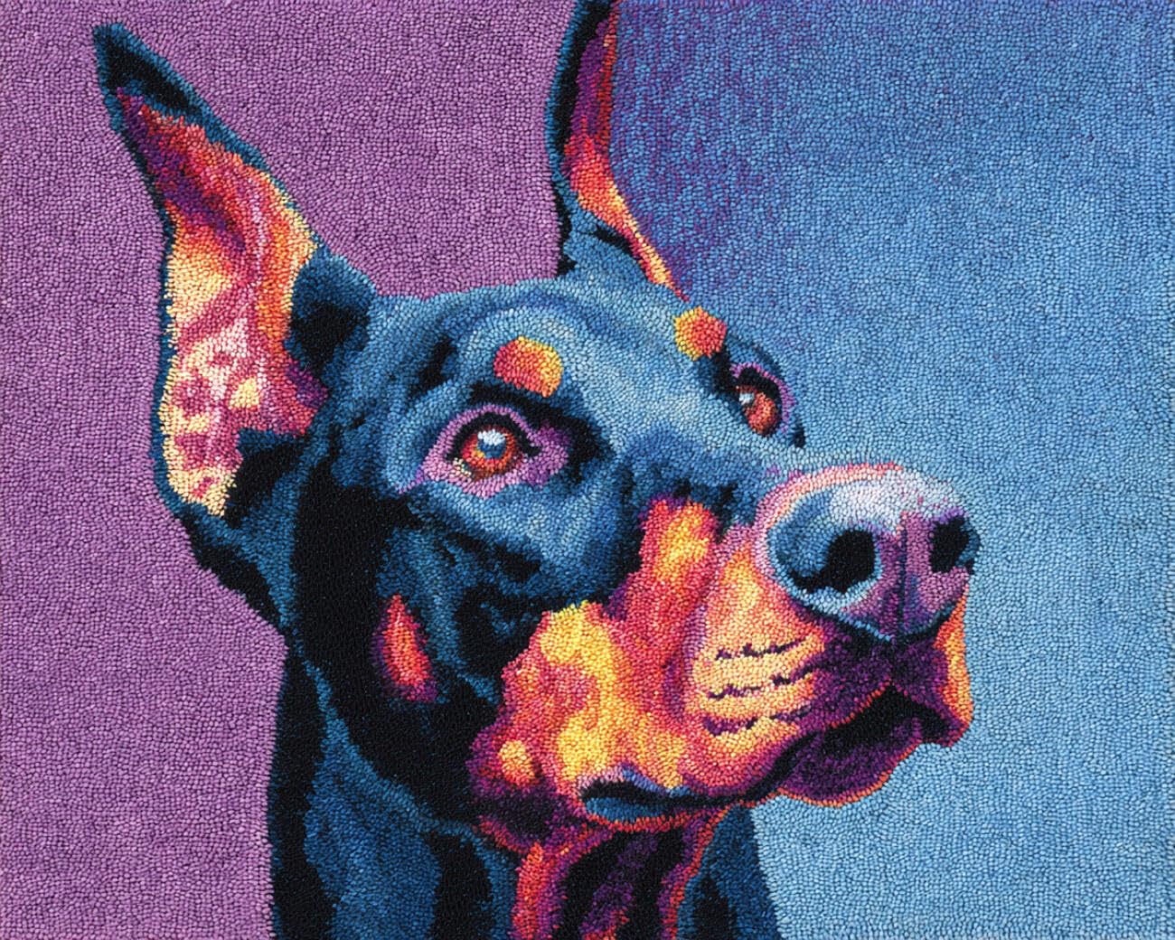AMBATTERY Carpet Latch Hook Kit Cartoon Doberman 60x40cm
