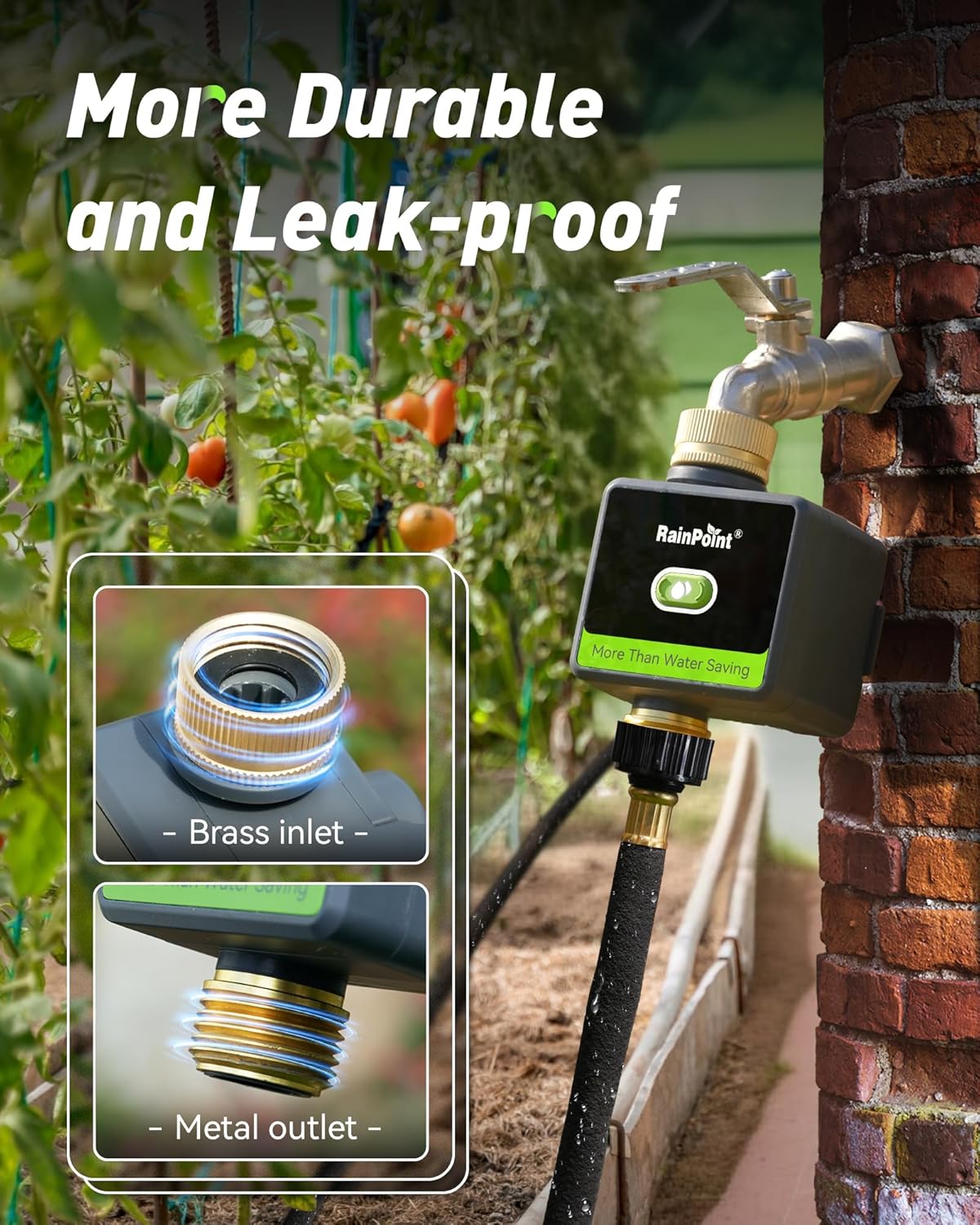 RAINPOINT WiFi Water Hose Timer with Brass Inlet&Outlet, Smart Sprinkler Timer for Watering with Gateway, WiFi Watering System for Garden, Automatic Irrigation System for Lawns and Yard