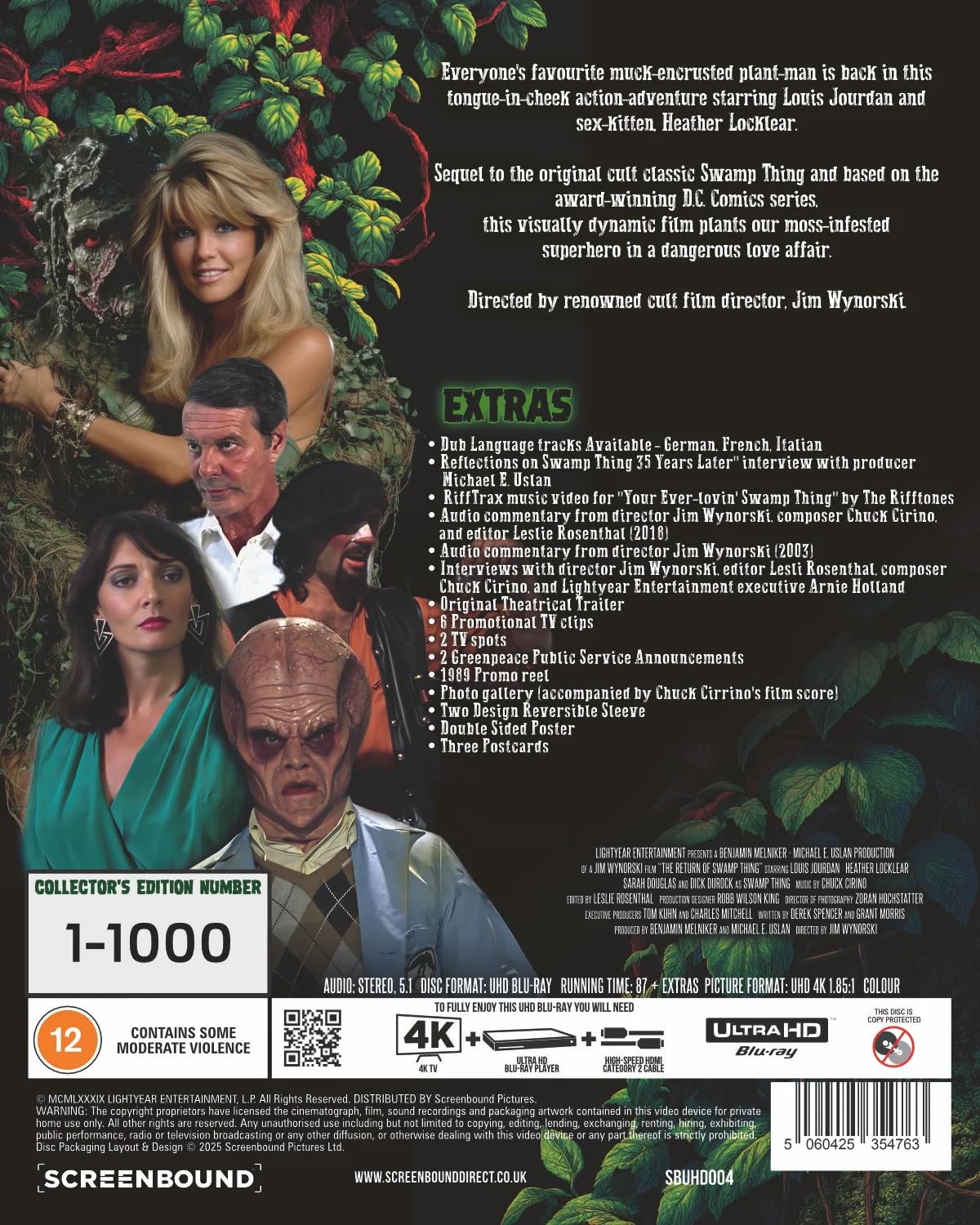 The Return of Swamp Thing Limited Collector's Edition 4K Ultra HD Blu-ray – Numbered O-Card Slipcase – Region Free UHD – Poster, Postcards & Reversible Sleeve