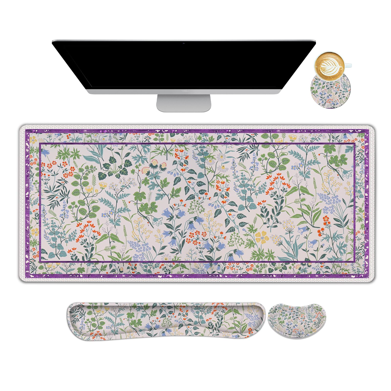 DINKY Mouse Pad Set Large Gaming Mouse Pad with Wrist Rest Combo Non-Slip Keyboard Wrist Rest Stitched Edge