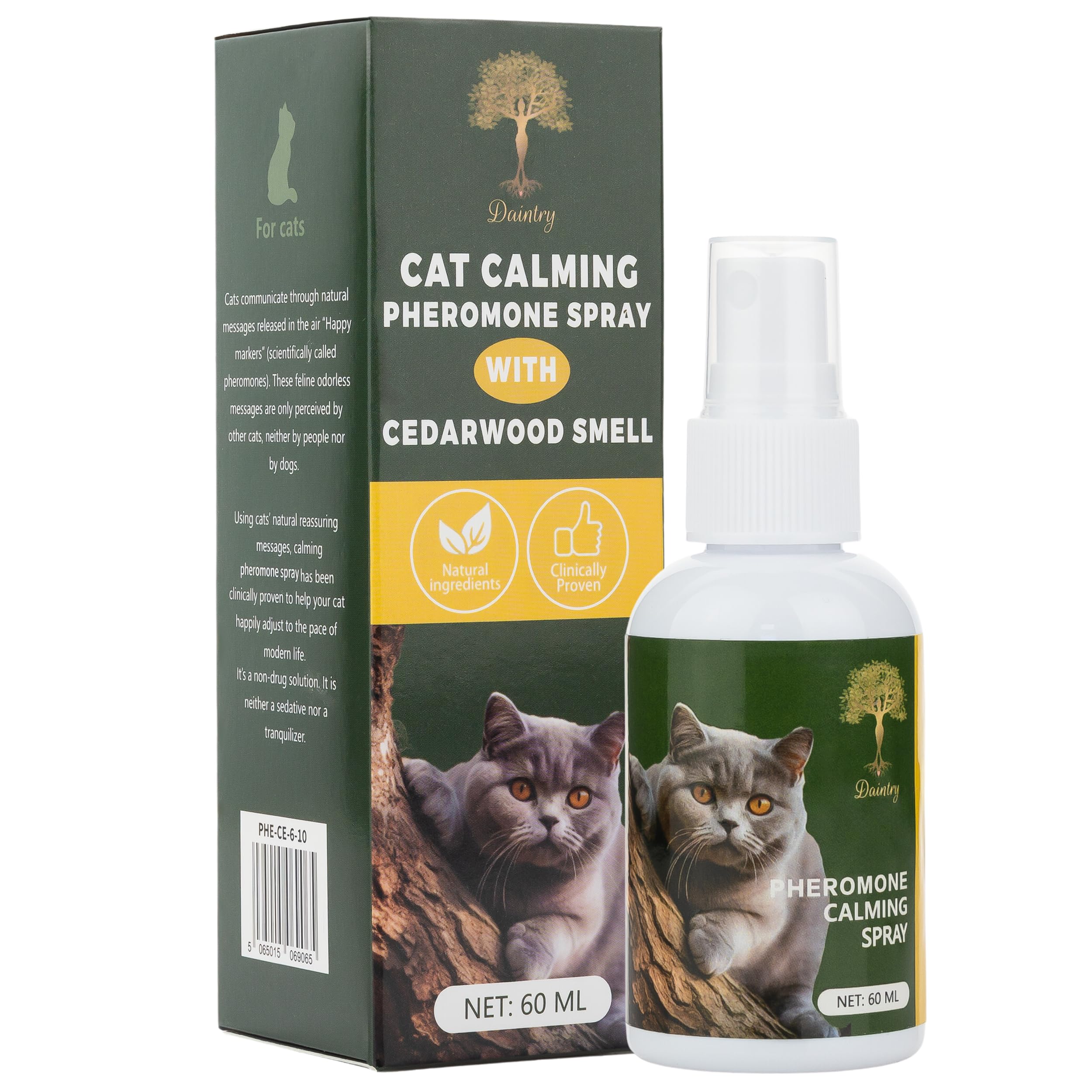 Cat Calming Spray with Feline Pheromones & Organic Cedarwood for Stress Relief, Anxiety Reduction, and Natural Flea Control - 100% Safe & Effective Formula for Cats."