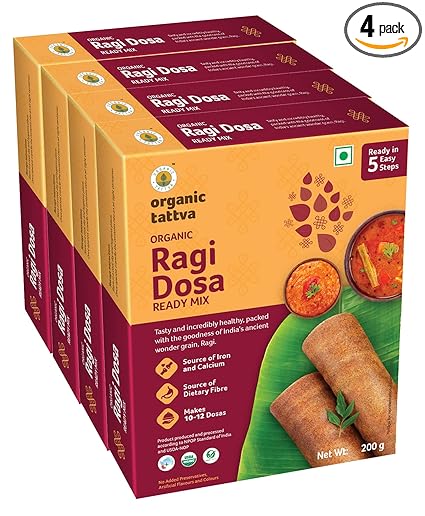 Organic Tattva, Organic Ragi Dosa Instant Ready Mix 800 Gram | Rich Source of Iron, Calcium and Dietary Fiber | Gluten Free, No Artificial Flavours and Preservatives | Ready in 5 Easy Steps