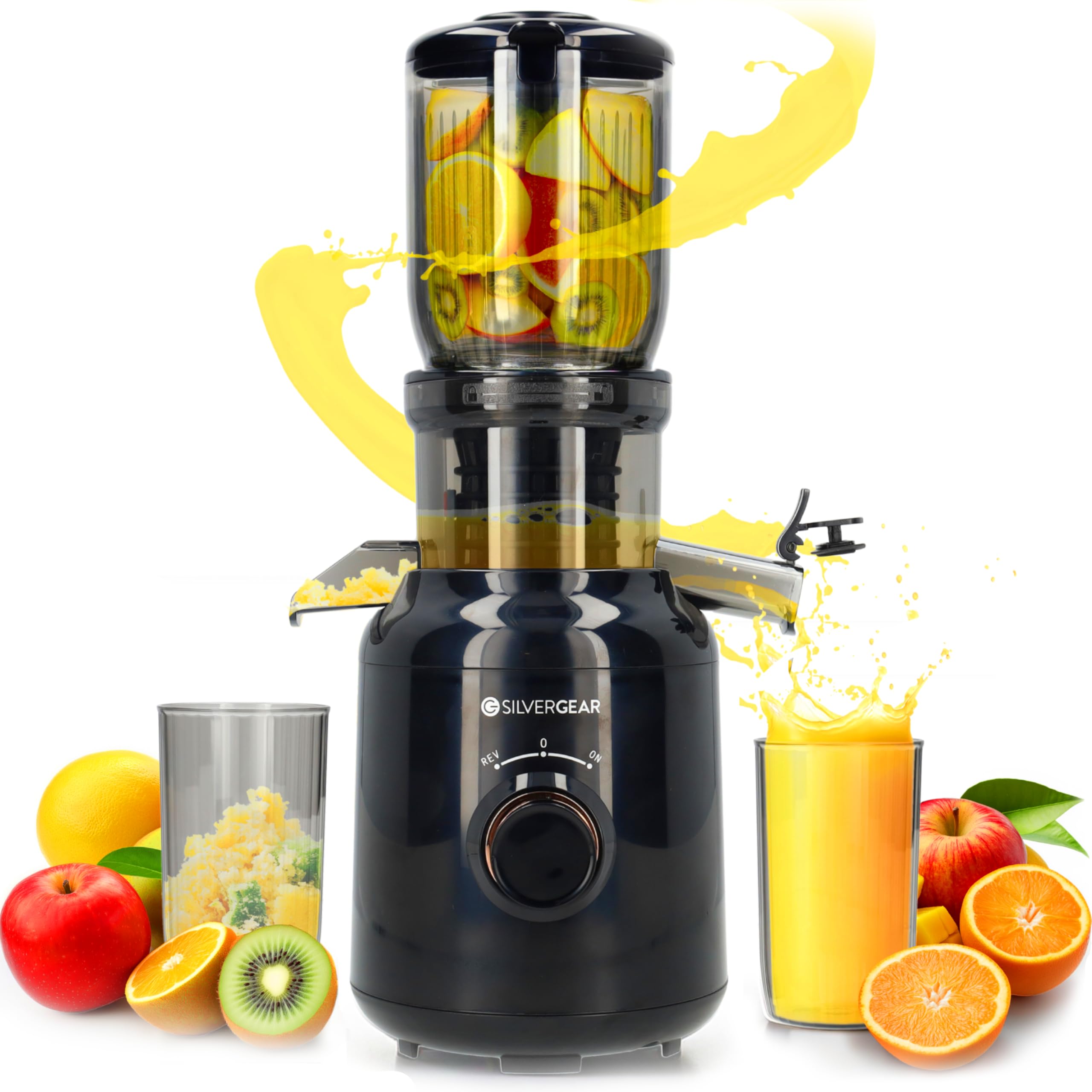 Silvergear Extracteur de Jus 250 W 60 tours/minute Goulotte 103mm Noir