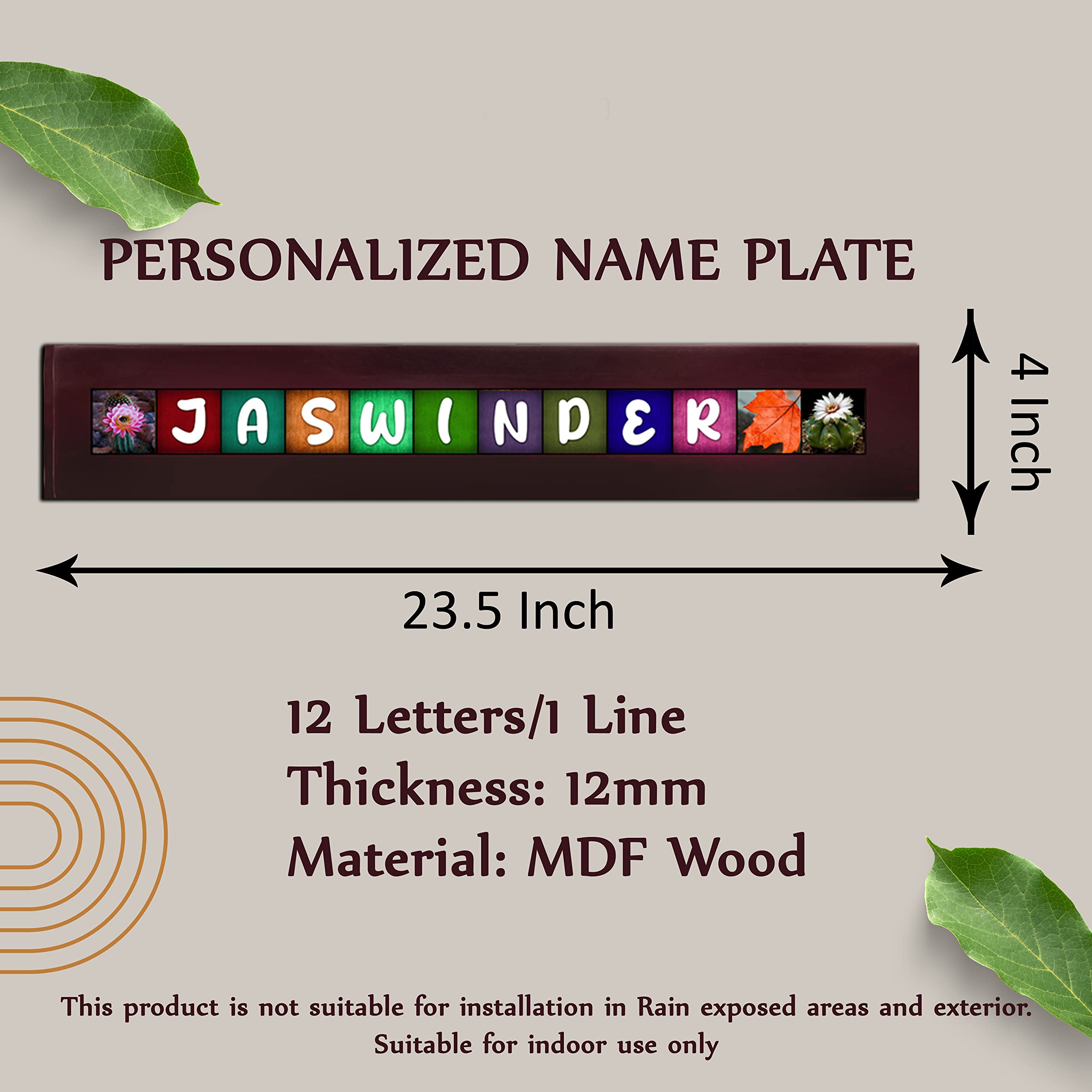 Customized Wooden Name Plate for Home Entrance, House & Apartment Doors (12Letter/1Line) — Amazon image 5
