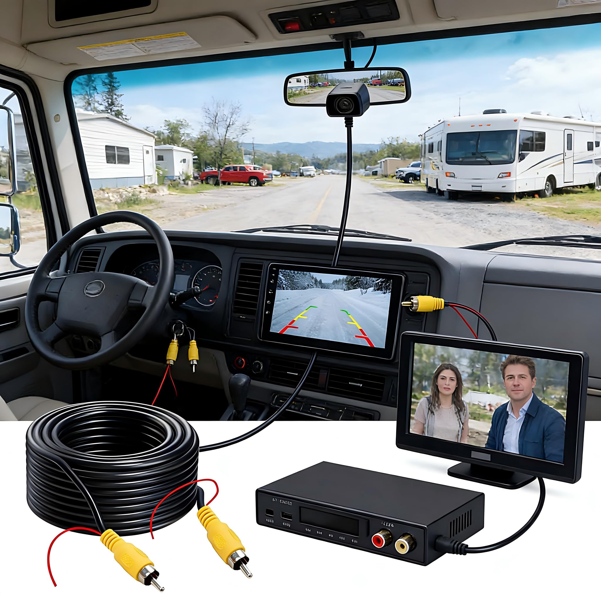 Générique Câble Vidéo RCA 10M pour Caméra de Recul, Extension AV Mâle-Mâle avec Fil de Détection, Cordon RCA Jaune pour Voiture Camion Camping-Car Moniteur TV Box