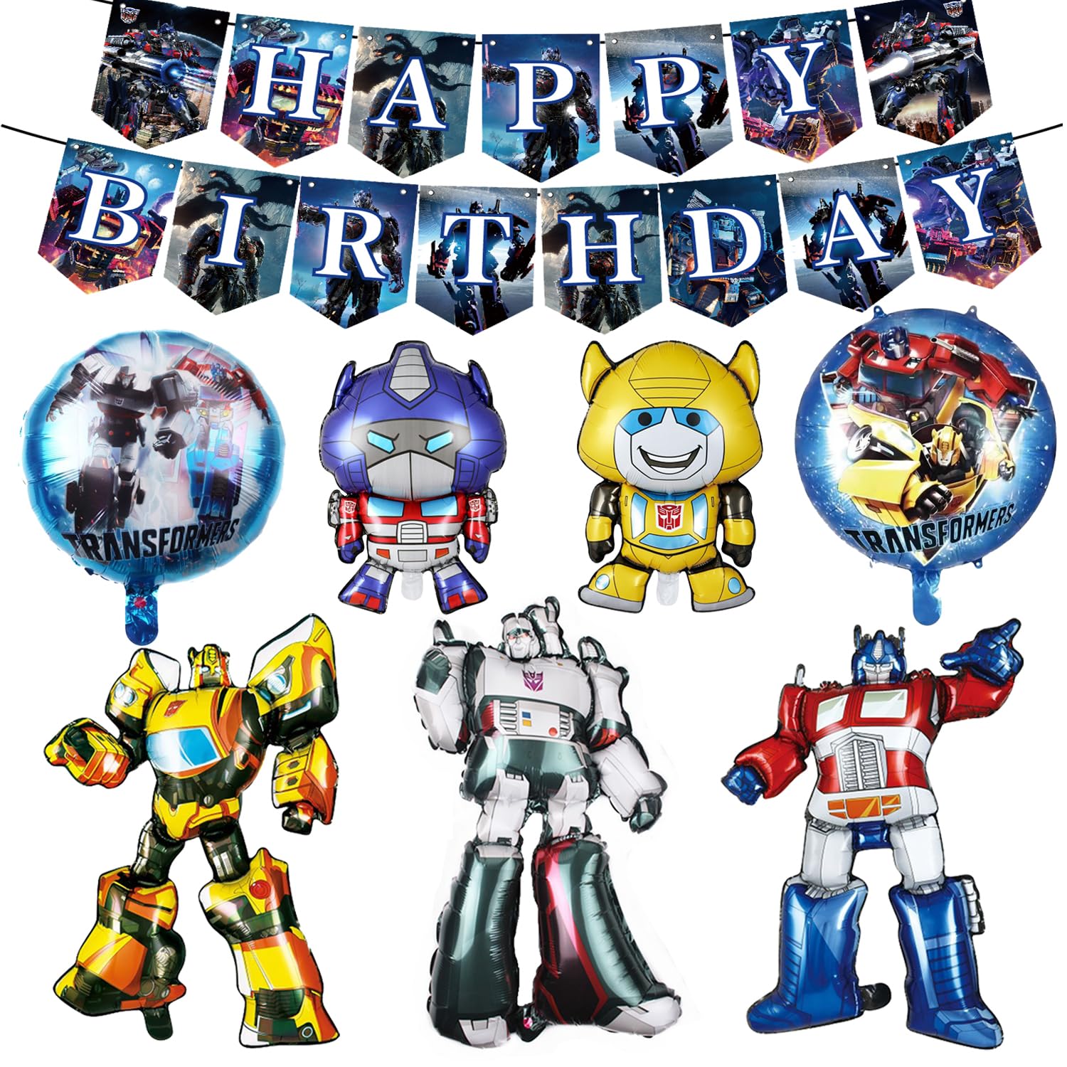 Car Robot Birthday Party Balloons Decorations Set Robot Theme Party Supplies Included Foil Balloons and Happy Birthday Banner for Kids Boys Robot Special-Shaped Balloon