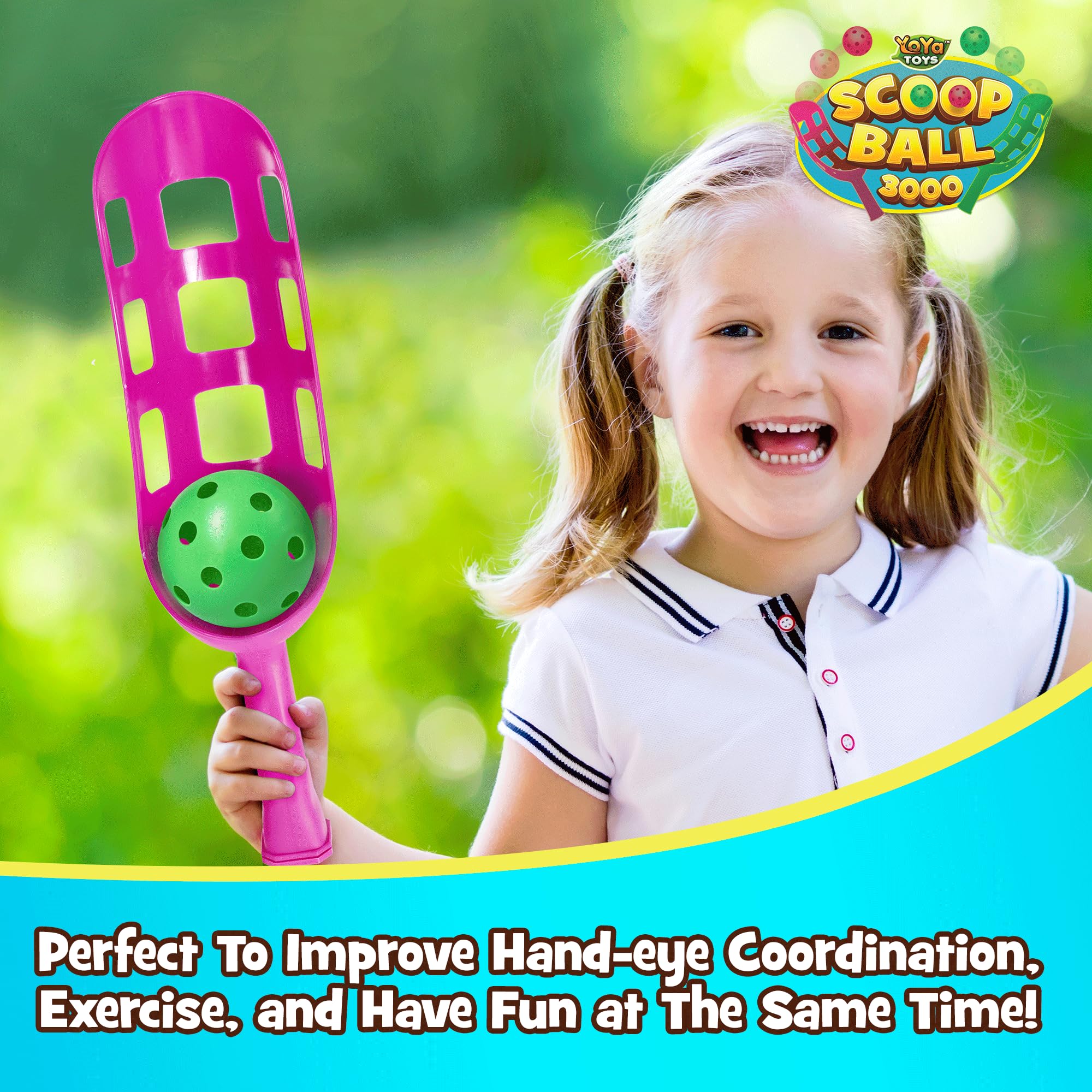 YoYa Toys Scoop Ball Set - Toss & Catch Game for Kids - Outdoor Fun, Beach Toys - Ideal for Field Day, Summer Activities, PE Equipment, Backyards, Parks, Camping - Includes 2 Scoops, 2 Balls, PVC Case - Image 8