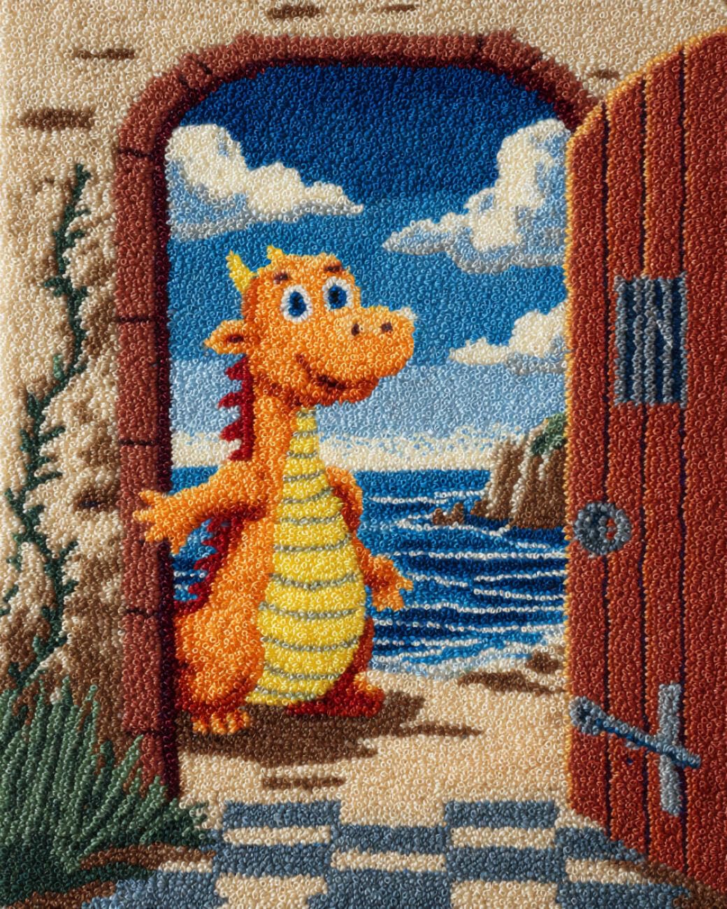 AMBATTERY Carpet Latch Hook Kit The Dragon Outside the Door 60x40cm