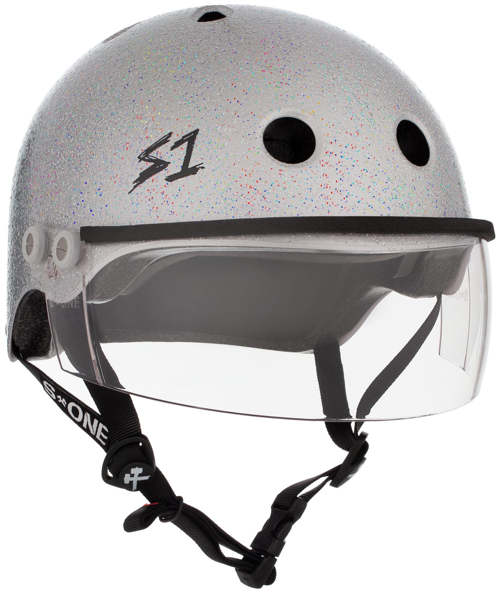 Schutzausrüstung - Helm Lifer - Visier Silber Glitzer L - S ONE