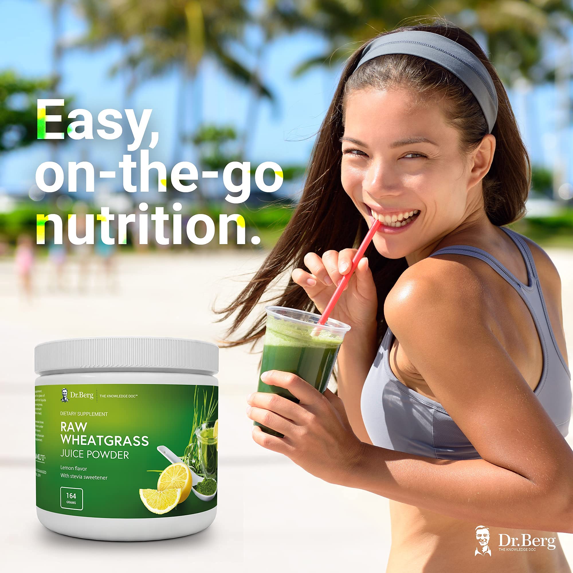 Dr. Berg's Raw Wheatgrass Juice Powder, Lemon Flavor w/ Stevia