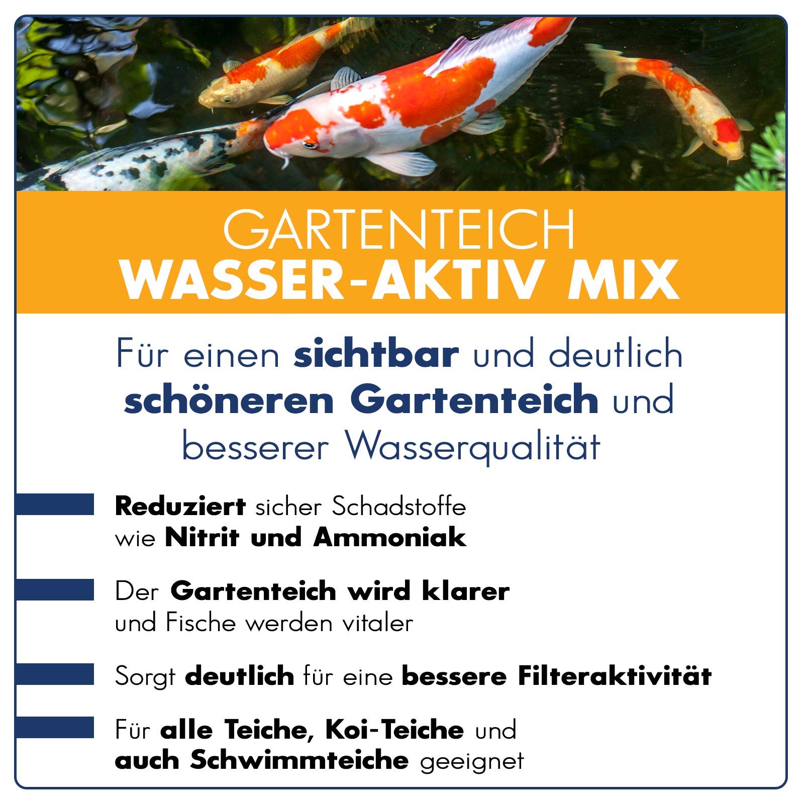 AQUAbasics Gartenteich Wasser-Aktiv Mix für eine bessere Wasserqualität, Gute Wasserwerte und klares Wasser - Reduziert Schadstoffe wie Nitrit und Ammoniak, Größe:5 kg