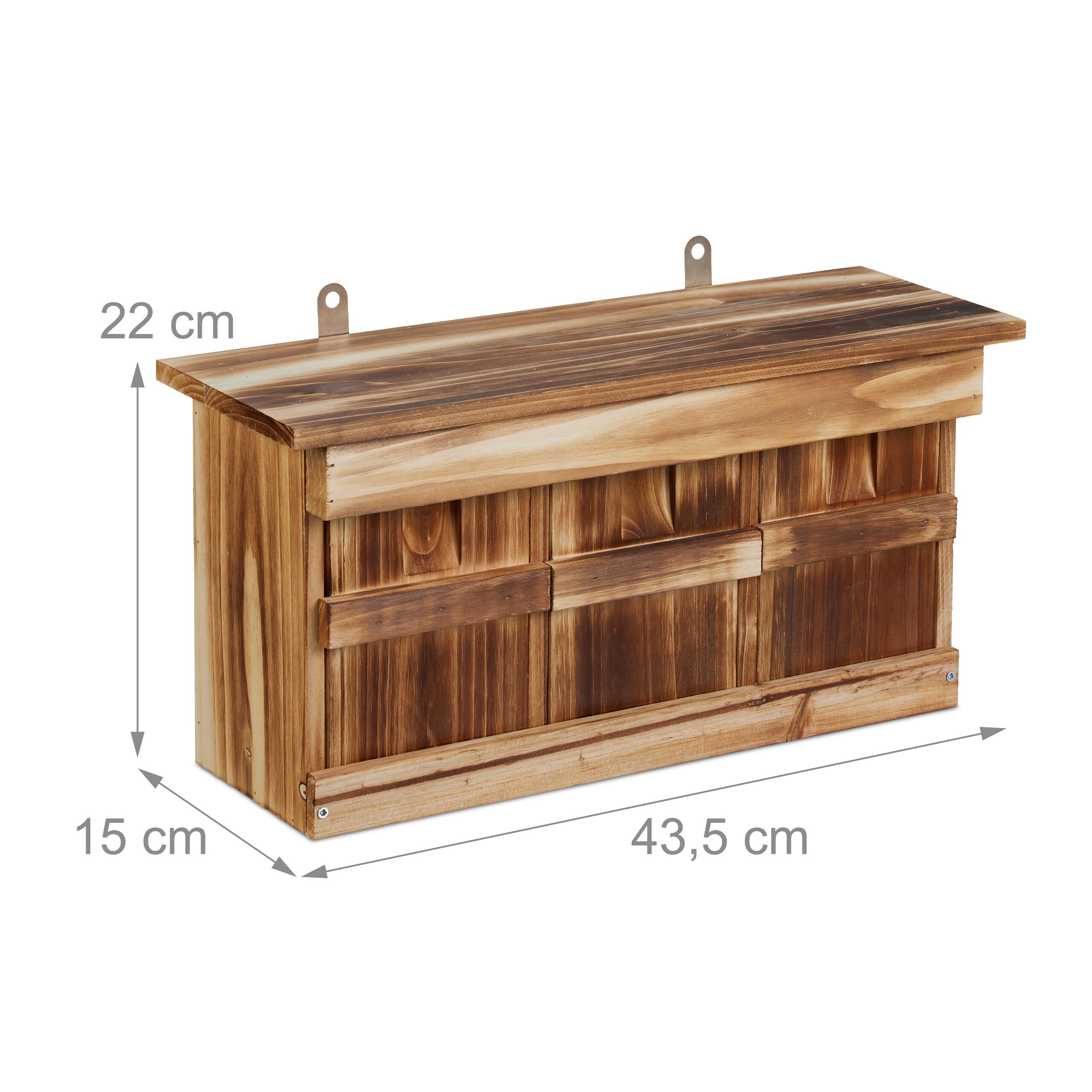 Relaxdays Nistkasten für Spatzen, 3 Brutkammern, Tannenholz, Einflugspalt HxB: 3 x 2 cm, Vogelhaus zum Aufhängen, braun