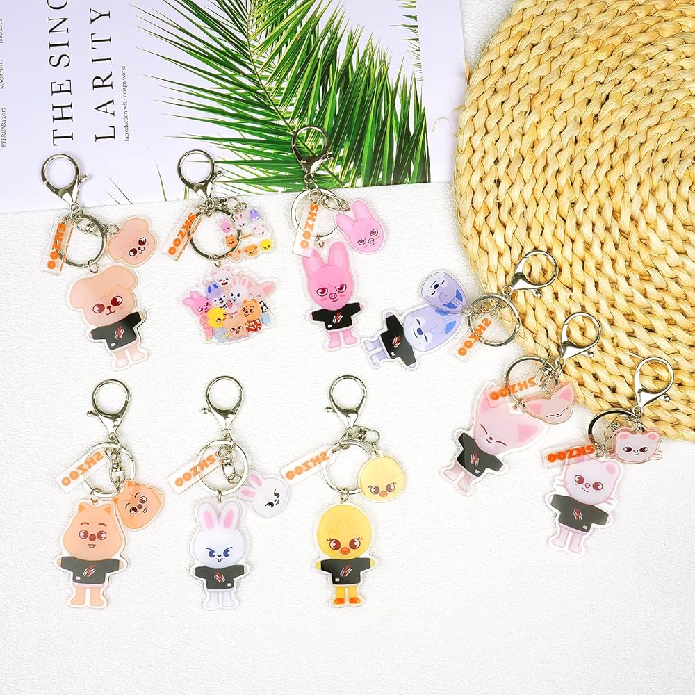9Pcs SKZOO Keychain, Stray Kids Keychain Set Stray Kids Gift Set