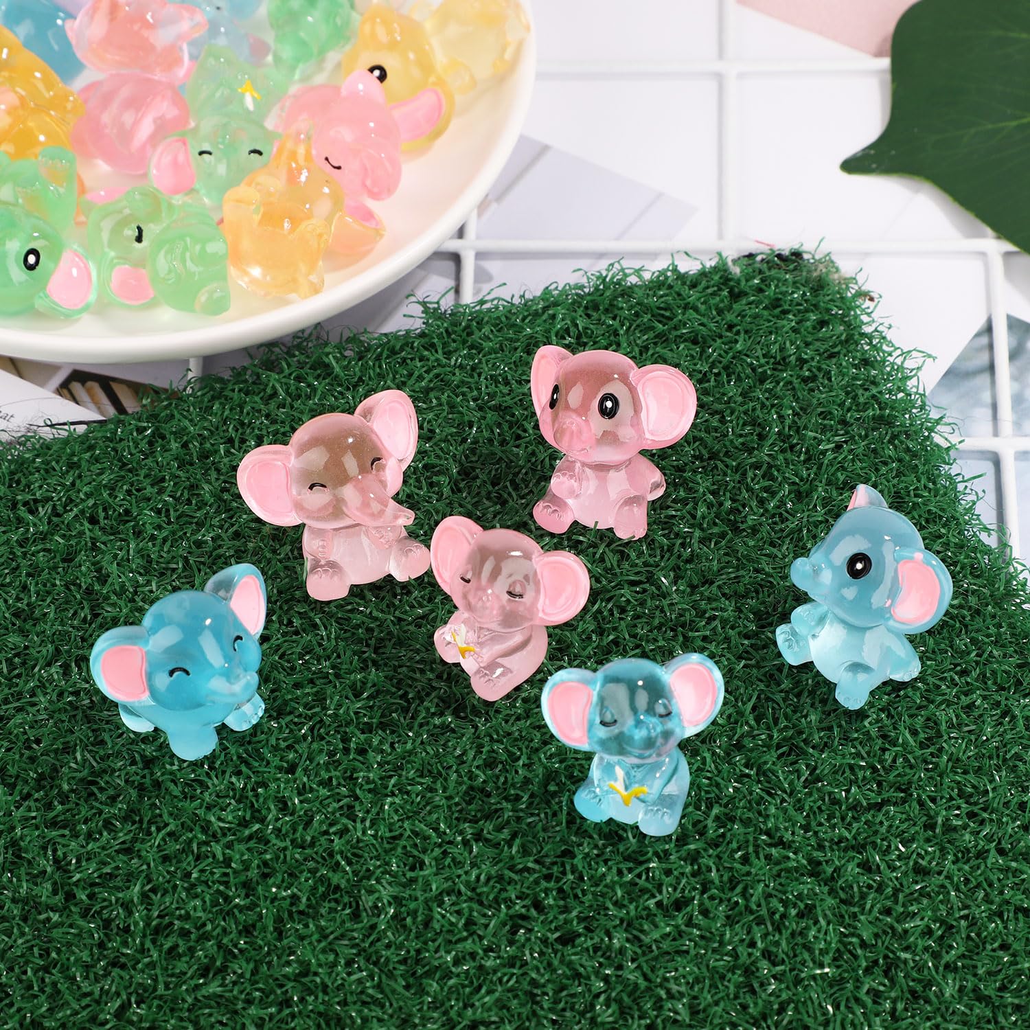 24pcs Mini Glow in the Dark Elephants, Tiny Resin Luminous Elephants Figurines Glowing Miniature Elephant Animals Garden Accessories Micro Landscape for Moss Patio Home Decoration Crafts (6 Styles) - Image 3