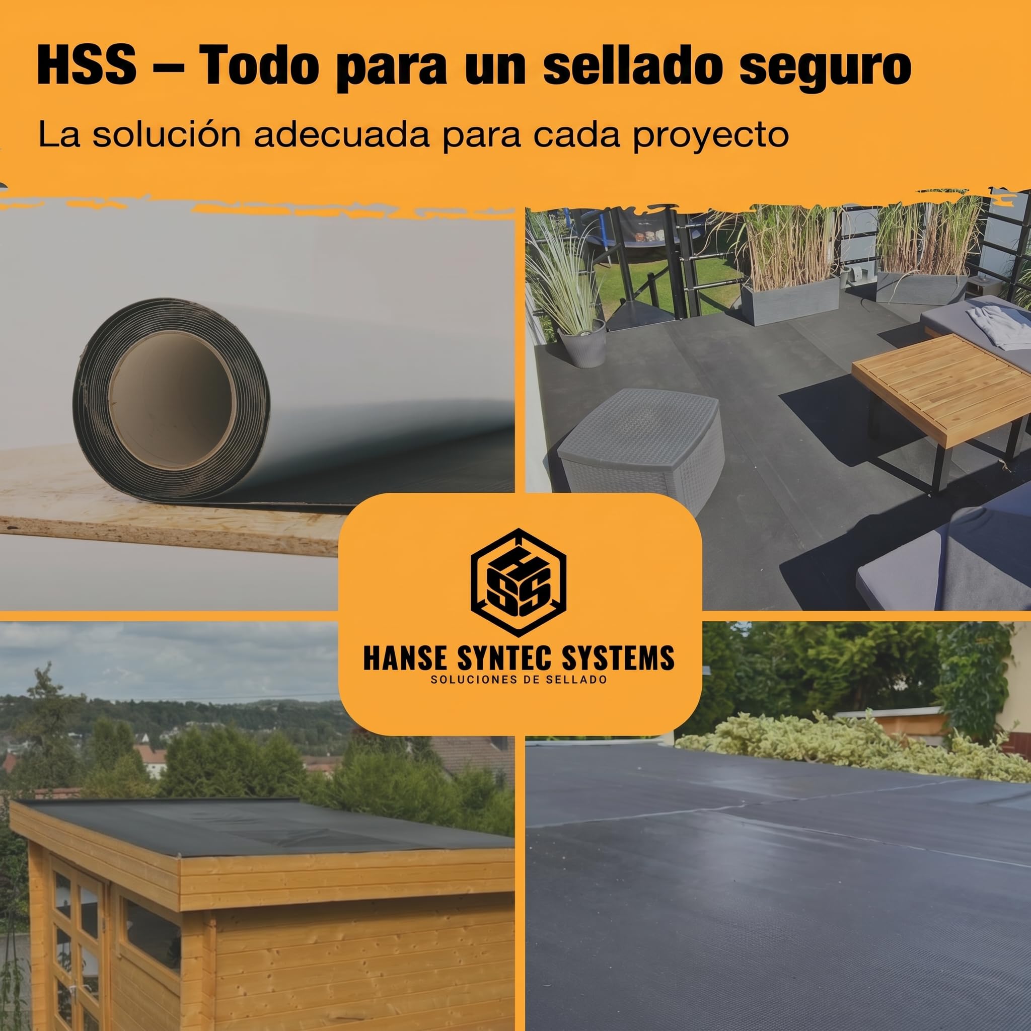Membrana Impermeabilizante EPDM Autoadhesiva – 10m² Lámina EPDM para Caseta de Jardín y Pérgola – Resistente UV y 100% Estanca – Espesor 1,3mm – 100cm x 10m – Negro