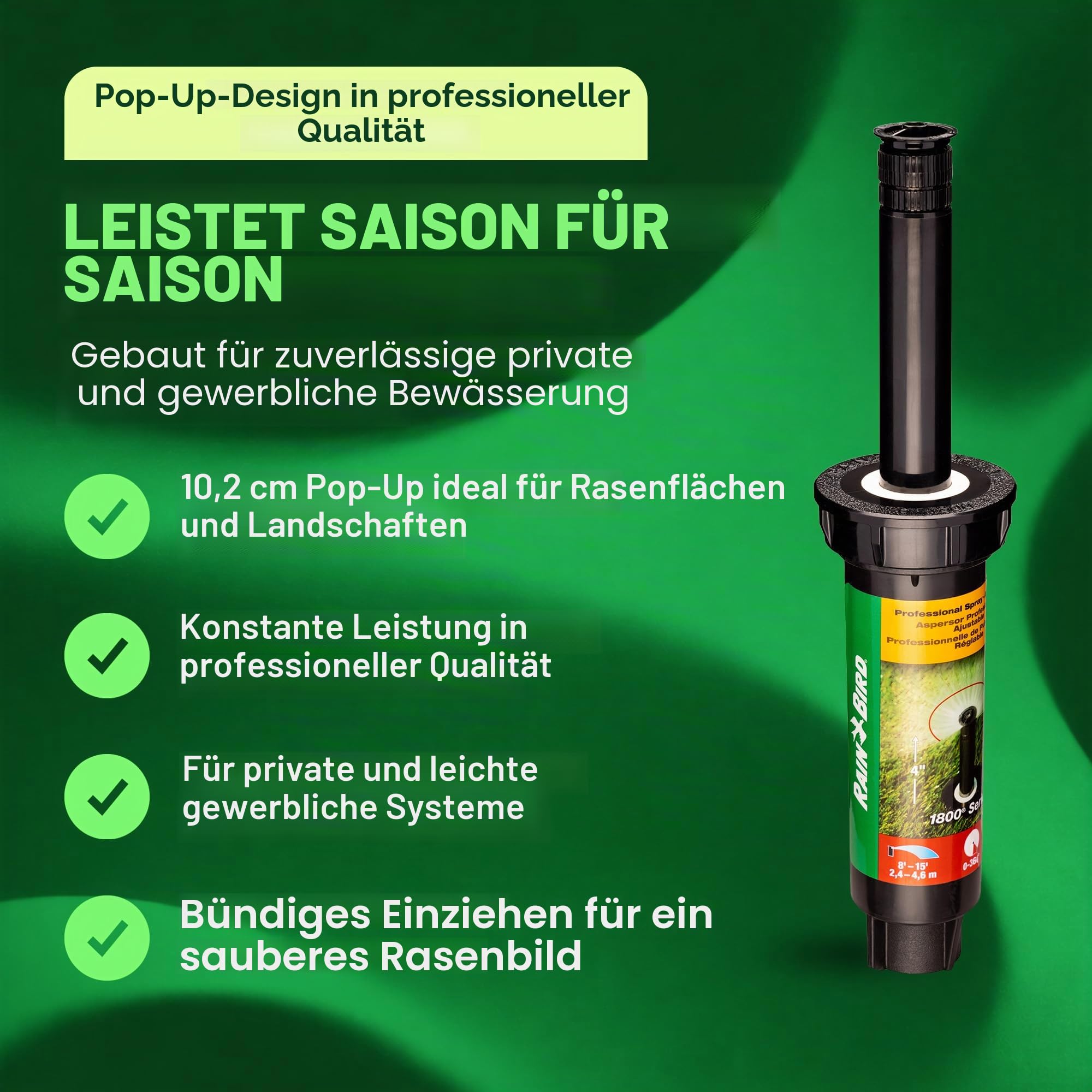 Rain Bird 1804VAN – 10,2 cm Professioneller Sprinkler – 5er-Pack – verstellbares Muster (0 bis 360 Grad)