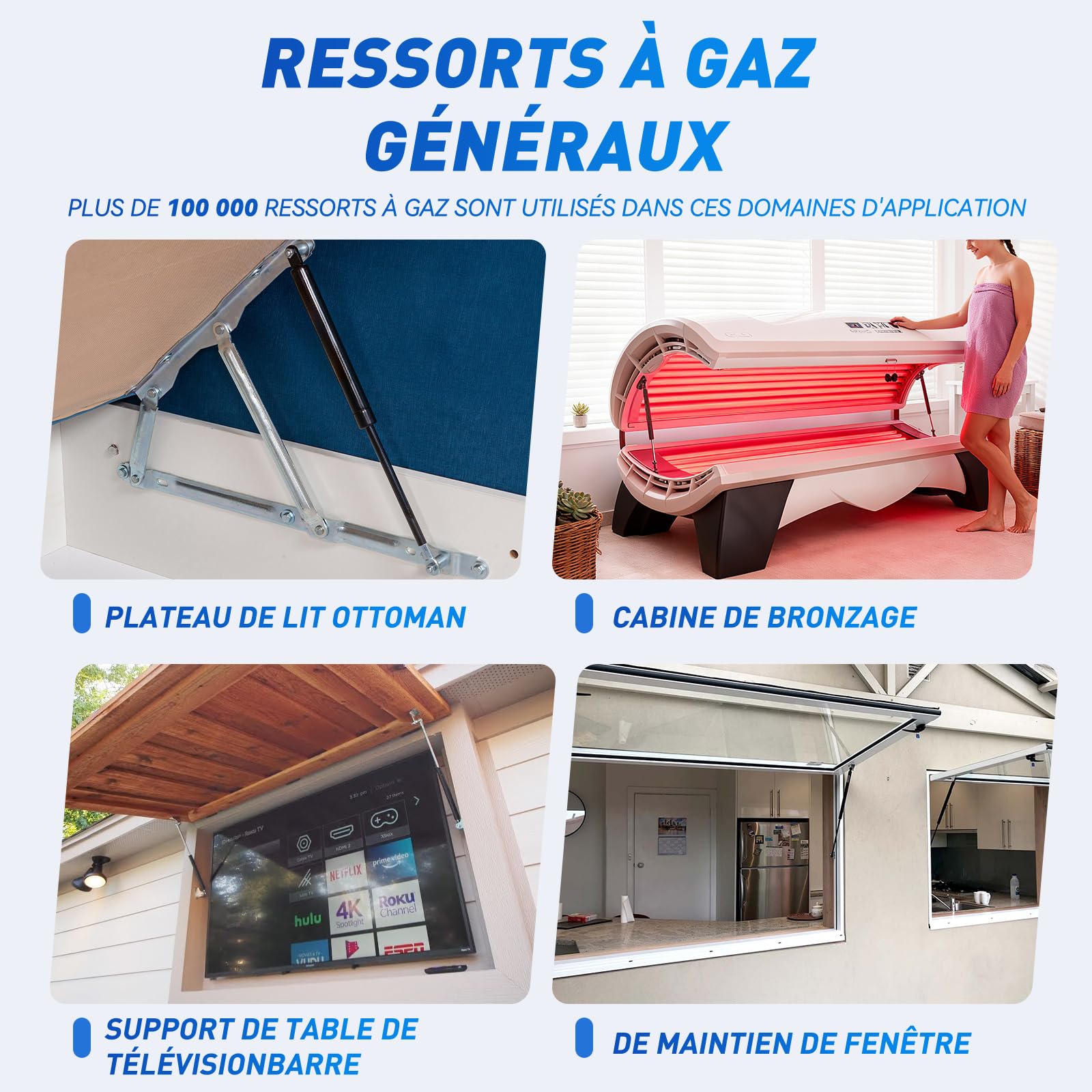 ARANA 2 pièces verin a gaz 500 mm 800 N, 81 kg verin hydraulique verin de hayon de rechange Pour porte d'armoire, boîte à jouets, banc, porte de camping-car et applications créatives DIY