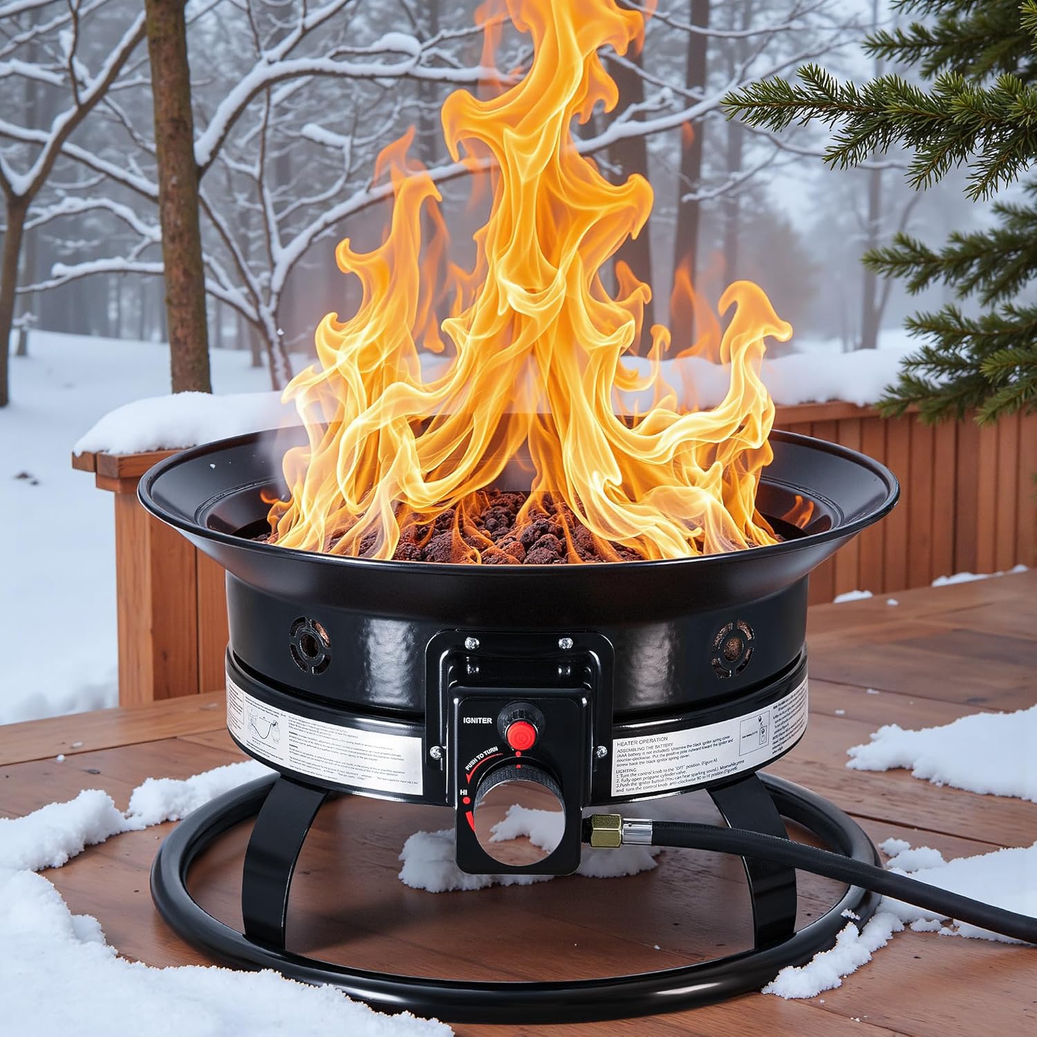 Devoko 19 Inch Smokeless Propane Fire Pit 53000 BTU Portable for Outside,Backyard, RV Camping and Beach Party