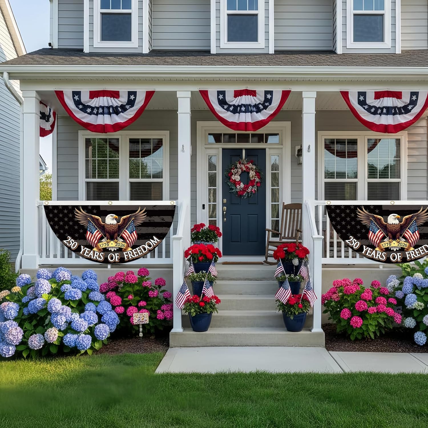 WENWELL 250 Year Anniversary of Freedom Banner Flag, Patriotic Eagle 1776–2026 Commemorative USA Décor, 3x6 FT Bunting with Brass Grommets, 2 Pack