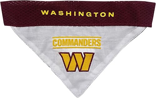 Vista 96 de Bandana reversible de la NFL para perros y gatos. Bufanda, bandana del equipo de malla y bordado superior. Cumpleaños de perros, juegos de fútbol