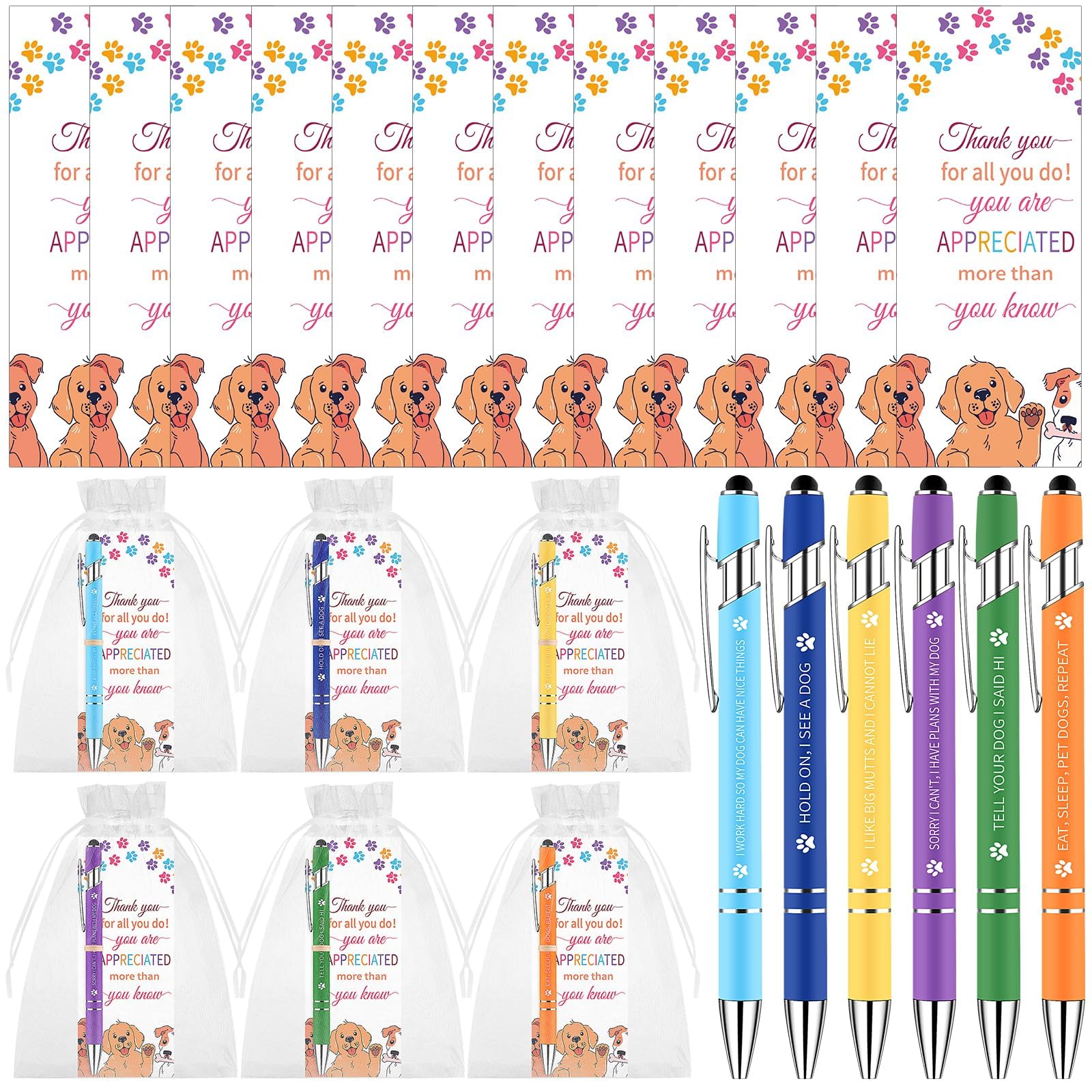 BCVWEG 36 Pcs Dog Animal Lover Gifts Dog Ballpoint Pens Employee Appreciation Gift Motivational Pen with Thank You Card Inspirational Gifts for