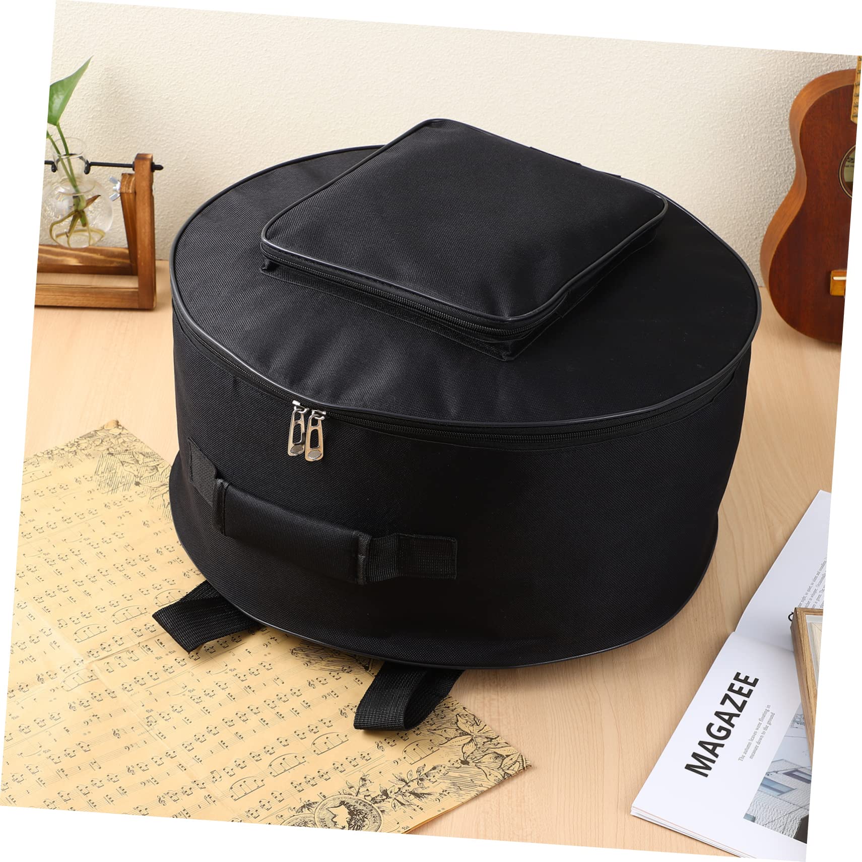 Toyvian Mochila Portátil para Caja de Batería de Nylon Negro Asa de Transporte y Protección para Instrumentos de Percusión Redonda