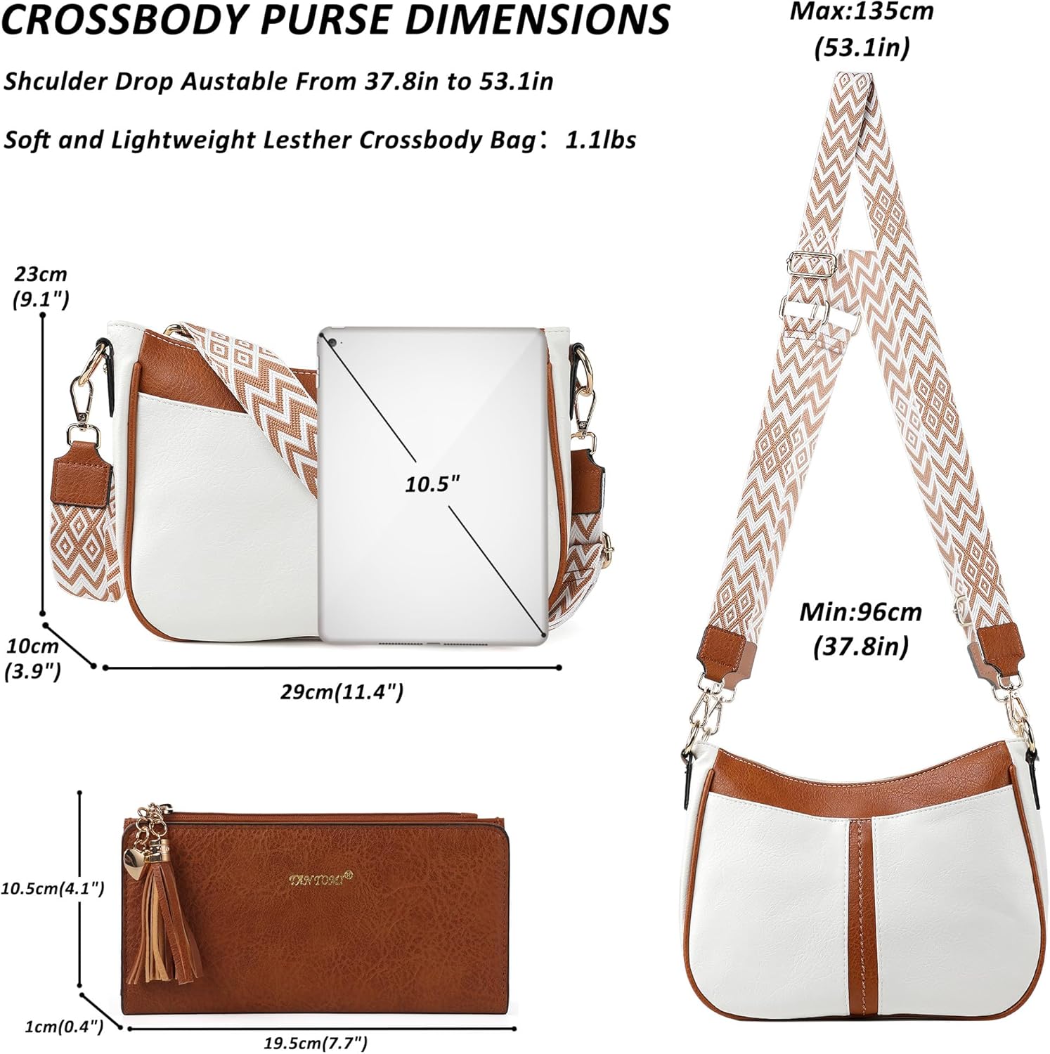 TANTOMI Crossbody Bags for Women Crossbody Purses and Wallet Vegan Leather Women's Shoulder Handbag for Everyday 2 PCS Set - Image 4