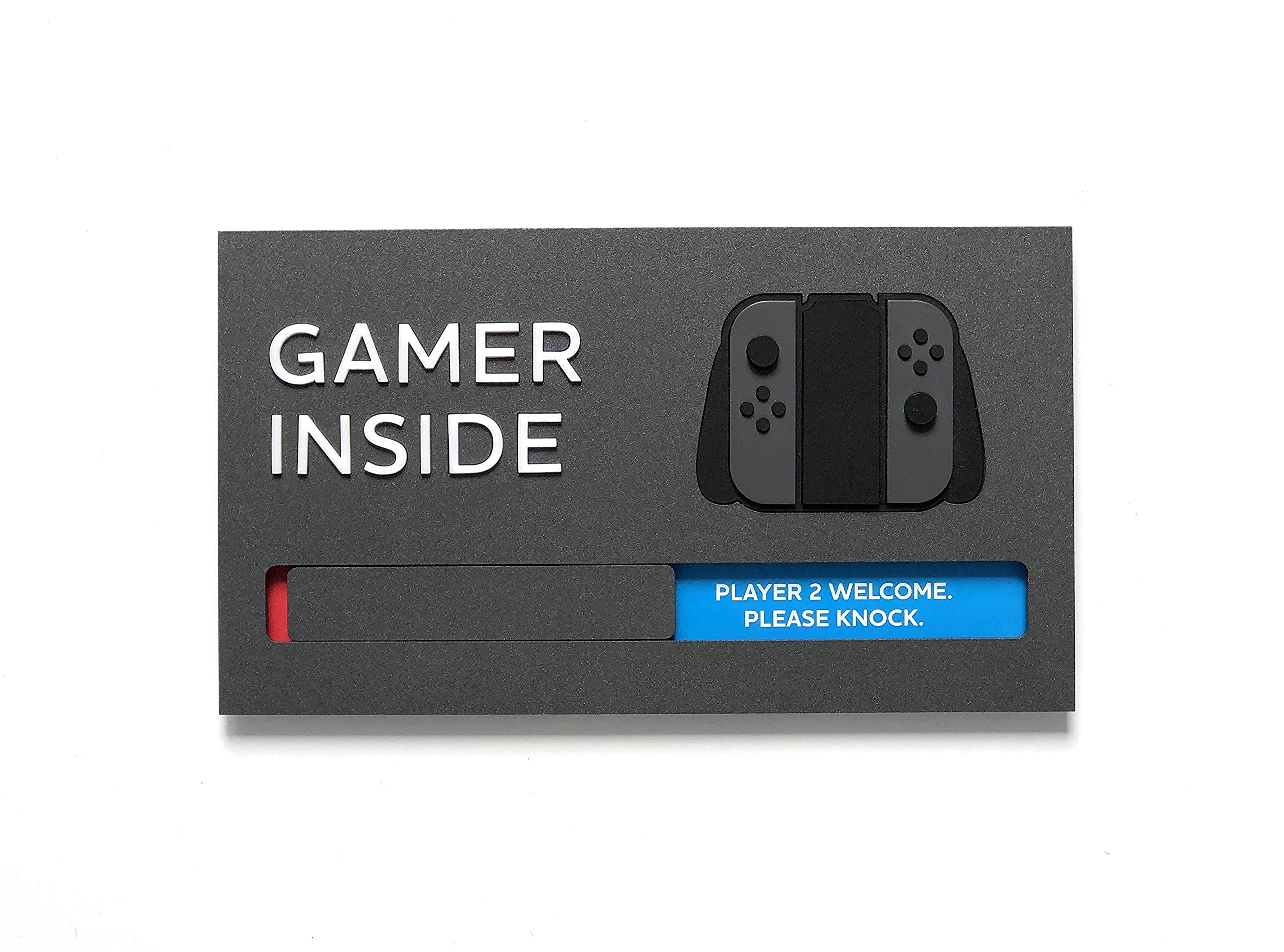 Kubik Letters Segnale per sala giochi – Switch Edition – Cartello per porta da gioco – Decorazione per sala da gioco – Accessori da gioco per stanza – Regali per i giocatori – Segnale di gioco non