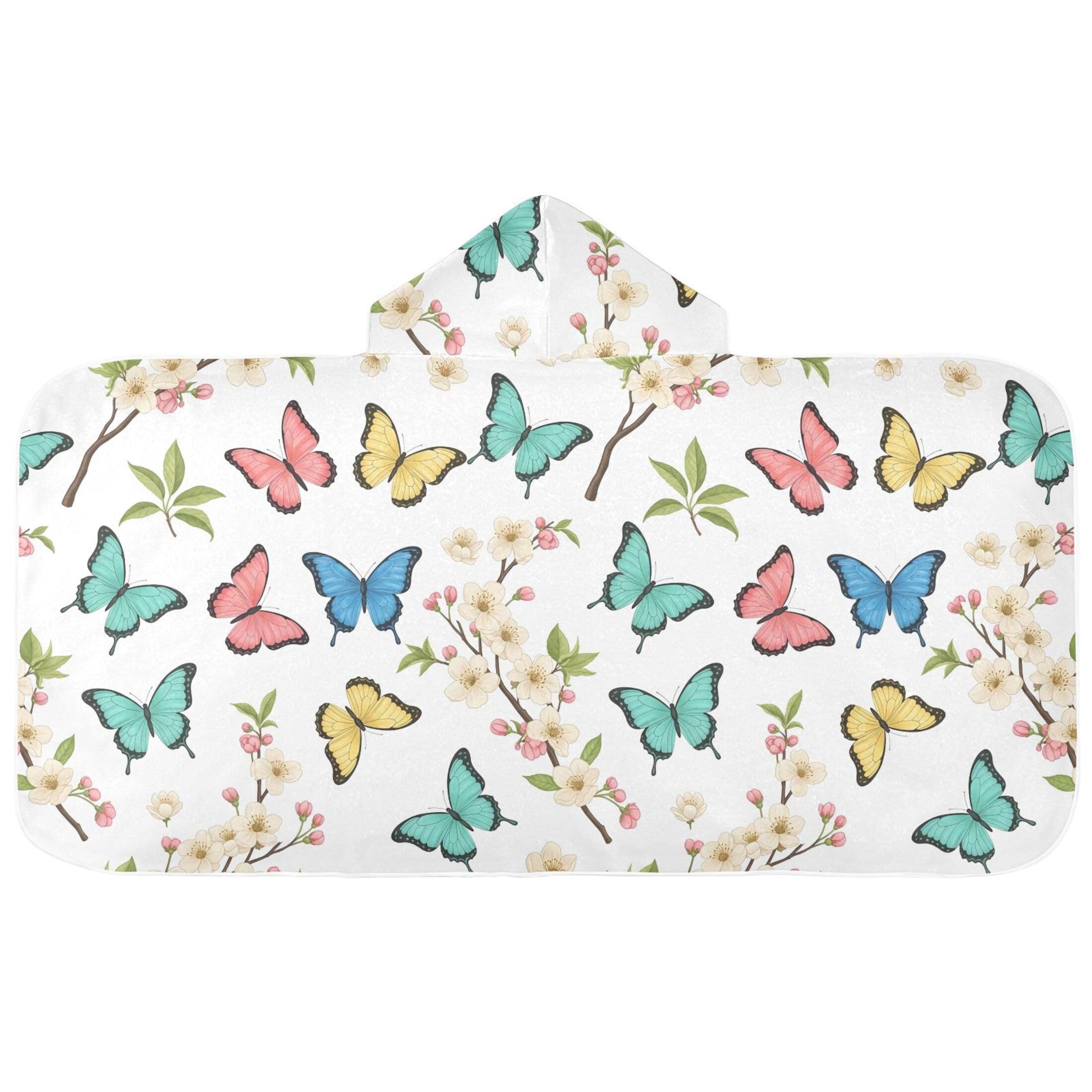 Fuauuyl Butterfly Hooded Baby Bath Towel Soft & Breathable Towel for Newborns Infants Toddlers, Nursery Essential