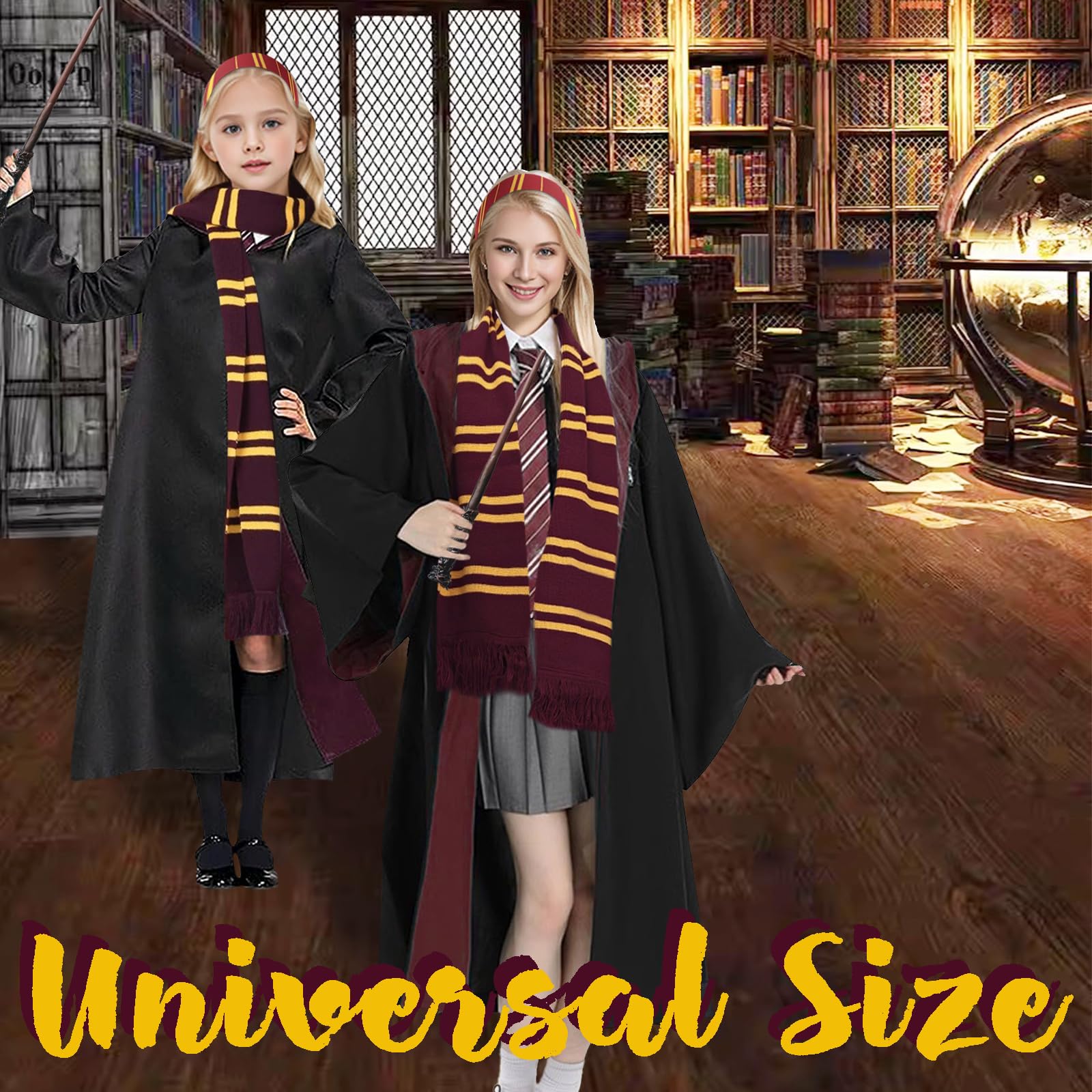 4Pcs Wizard Costume Accessories Set for Adult Harry Cosplay Accessories Kit with Magic Wand, Scarf, Headband - Image 3