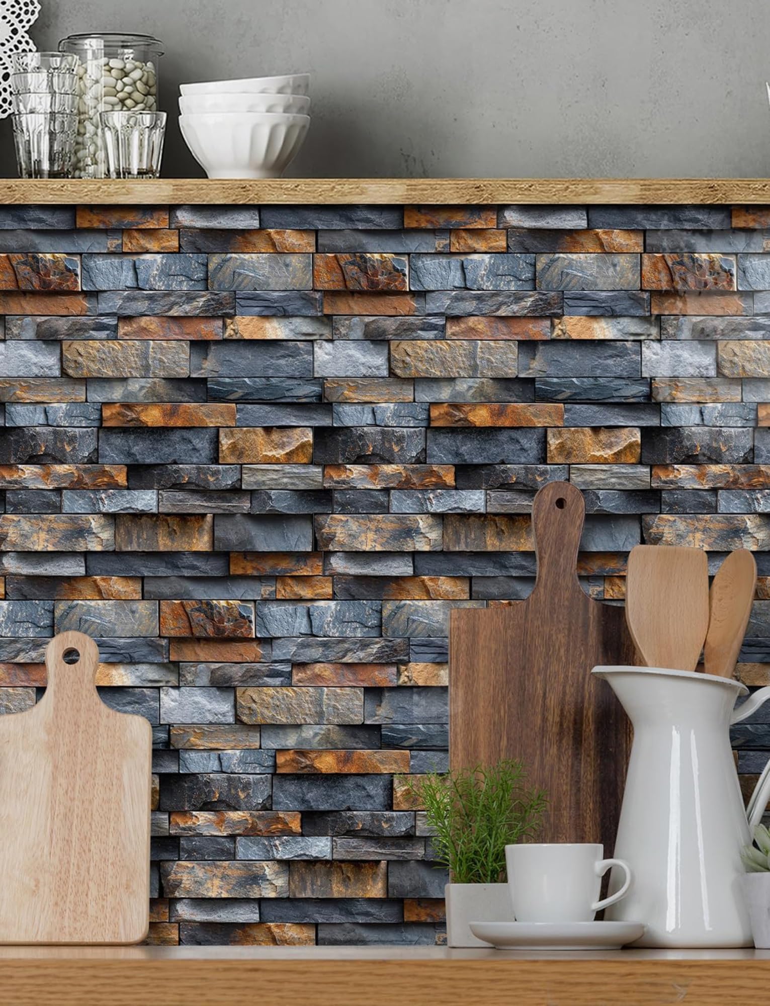 Paneles de Pared de ladrillo de PVC 3D, Papel Tapiz extraíble Impermeable de 12x12 Pulgadas, 60 tabletas, Paneles de PVC fáciles de Instalar