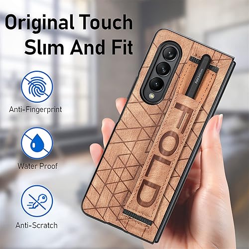 Miniatura 7 de Asuwish Funda de cuero para Samsung Galaxy Z Fold 4 5G 2022 y accesorios para celulares, funda de cuero con soporte para S Pen Ranura para la