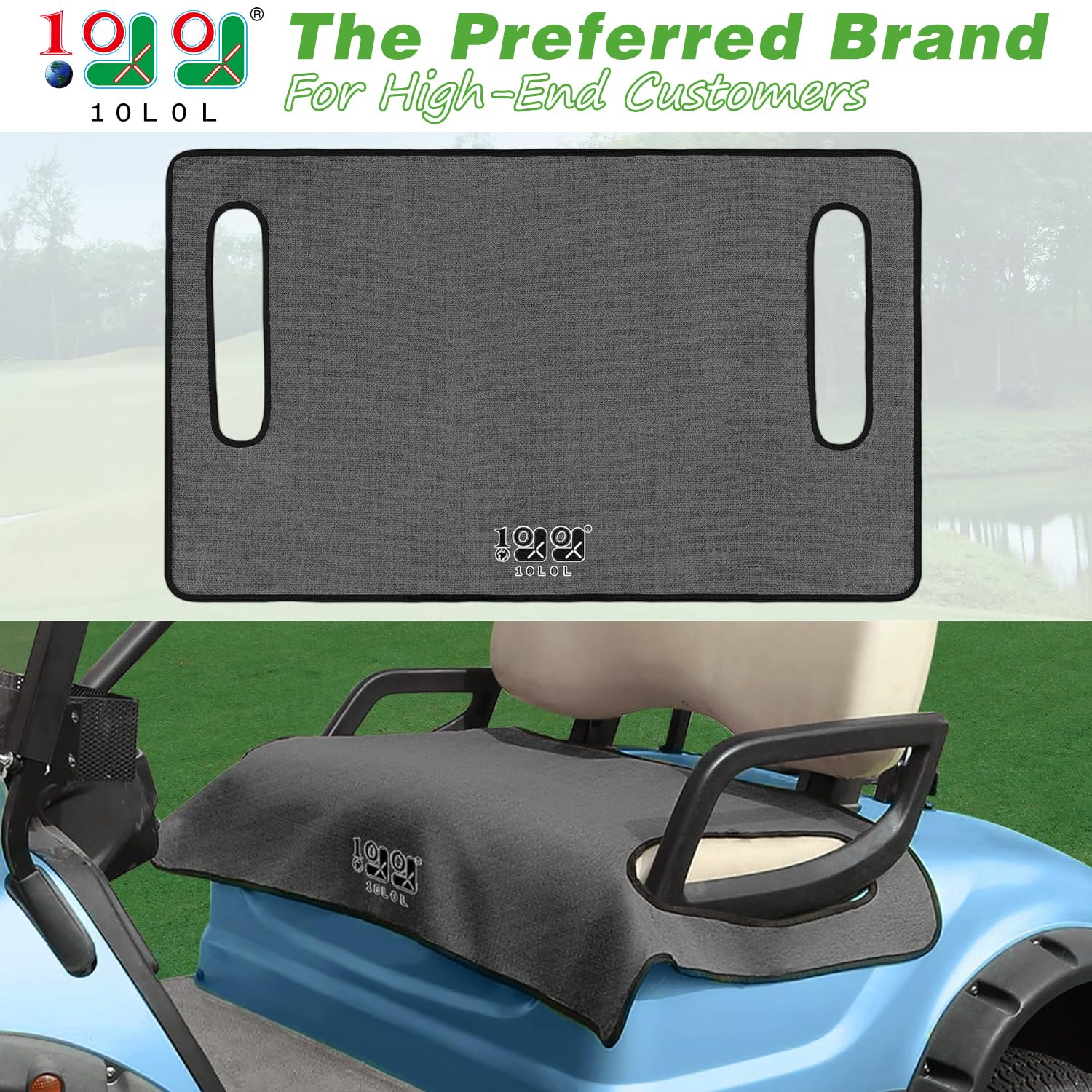 10L0L Golf Cart Seat Covers, Universal Golf Cart Seat Towel Blanket for Yamaha G2, G8, G9, G16, G19, G22 G29 2 Person Seats with Armrests Nonskid Bottom Suitable for All Weather Conditions(Dark Grey)