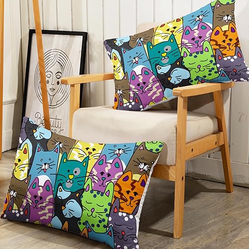 Miniatura 6 de AILONEN Juego de sábanas bajeras ajustables de dibujos animados de gato, tamaño individual XL, colorido y lindo juego de sábanas para niñas y niños,