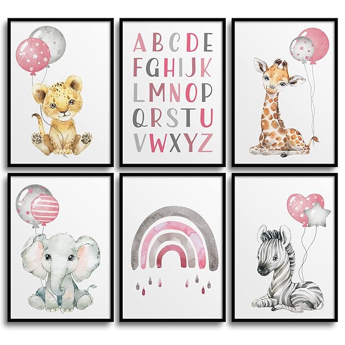 Buy Frechdax® Set of posters for children's room, A4 pictures, baby